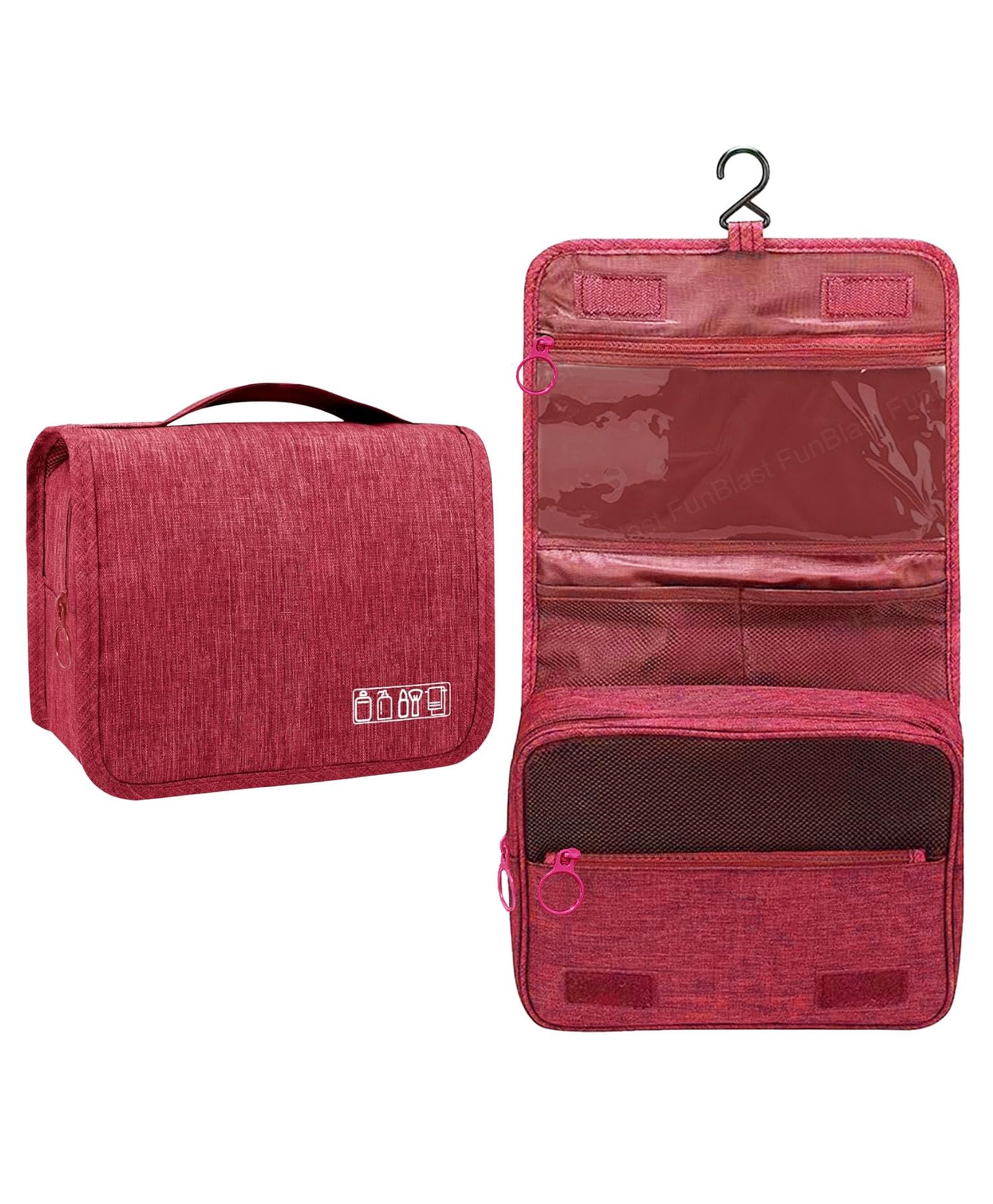 FunBlast Toiletry Bag with Hook for Men & Women Pack of 1 (Maroon)-picture-24