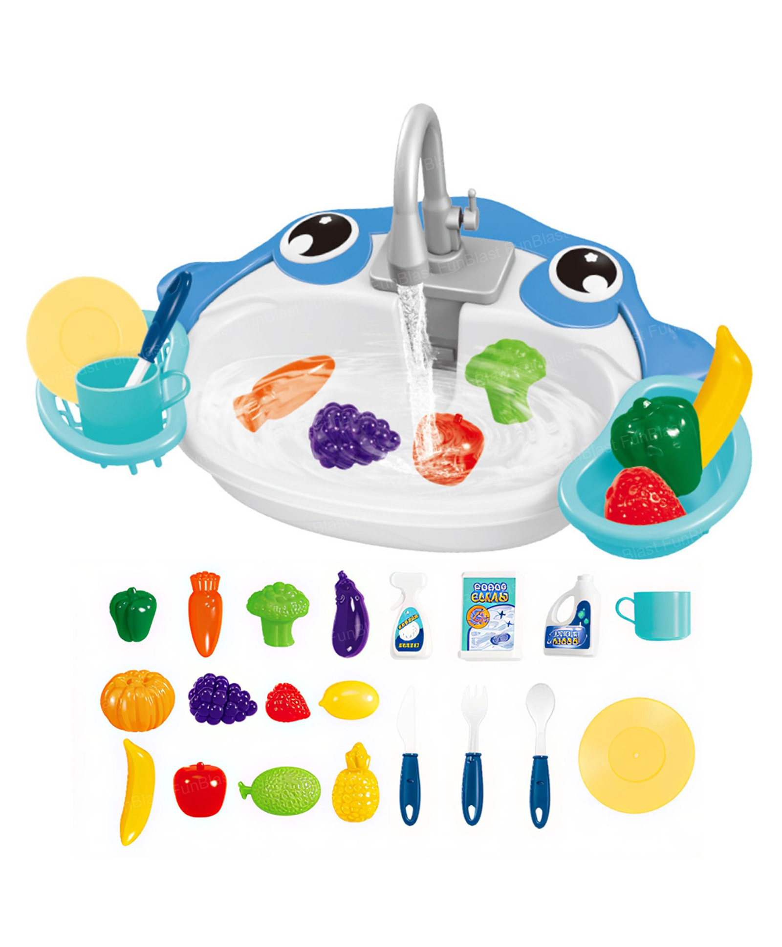 FunBlast Animal Theme Kitchen Sink Play Set with Running Water for Kids Multicolor-picture-22