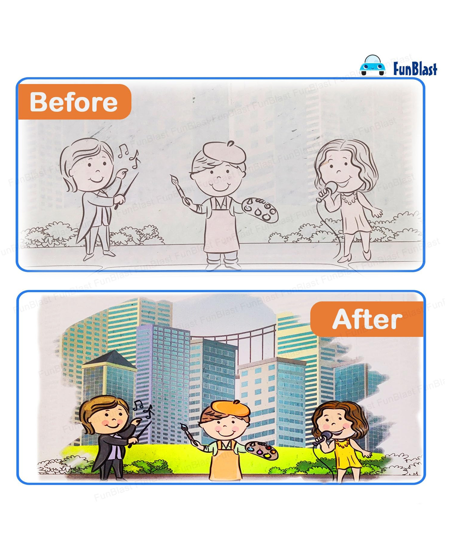 FunBlast Cartoon Magic Painting Book with Magic Doodle Pen for Kids (Multicolor)-picture-10
