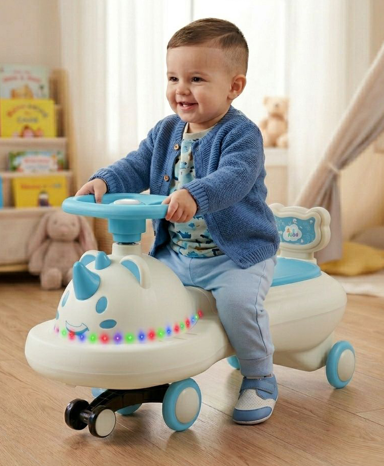JoyRide Uni-Glow Swing Car with Interactive LED Lights, Music, and Under-Seat Storage.-image-42