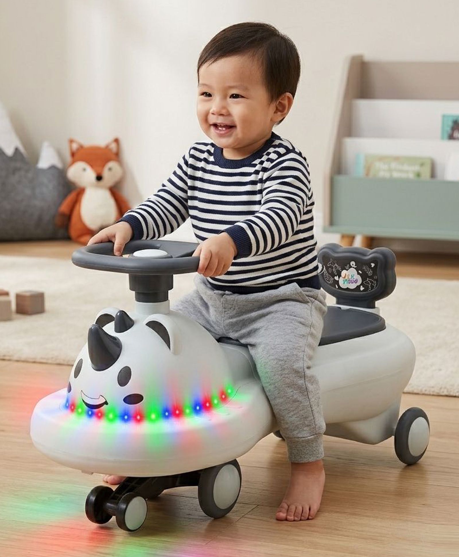 JoyRide Uni-Glow Swing Car with Interactive LED Lights, Music, and Under-Seat Storage.-picture-12