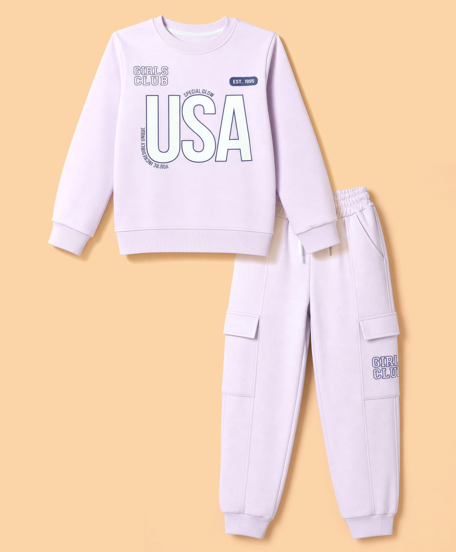 Smarty Girls Knitted Full Sleeves Winter Wear Suit With Text Print - Lilac-picture-27