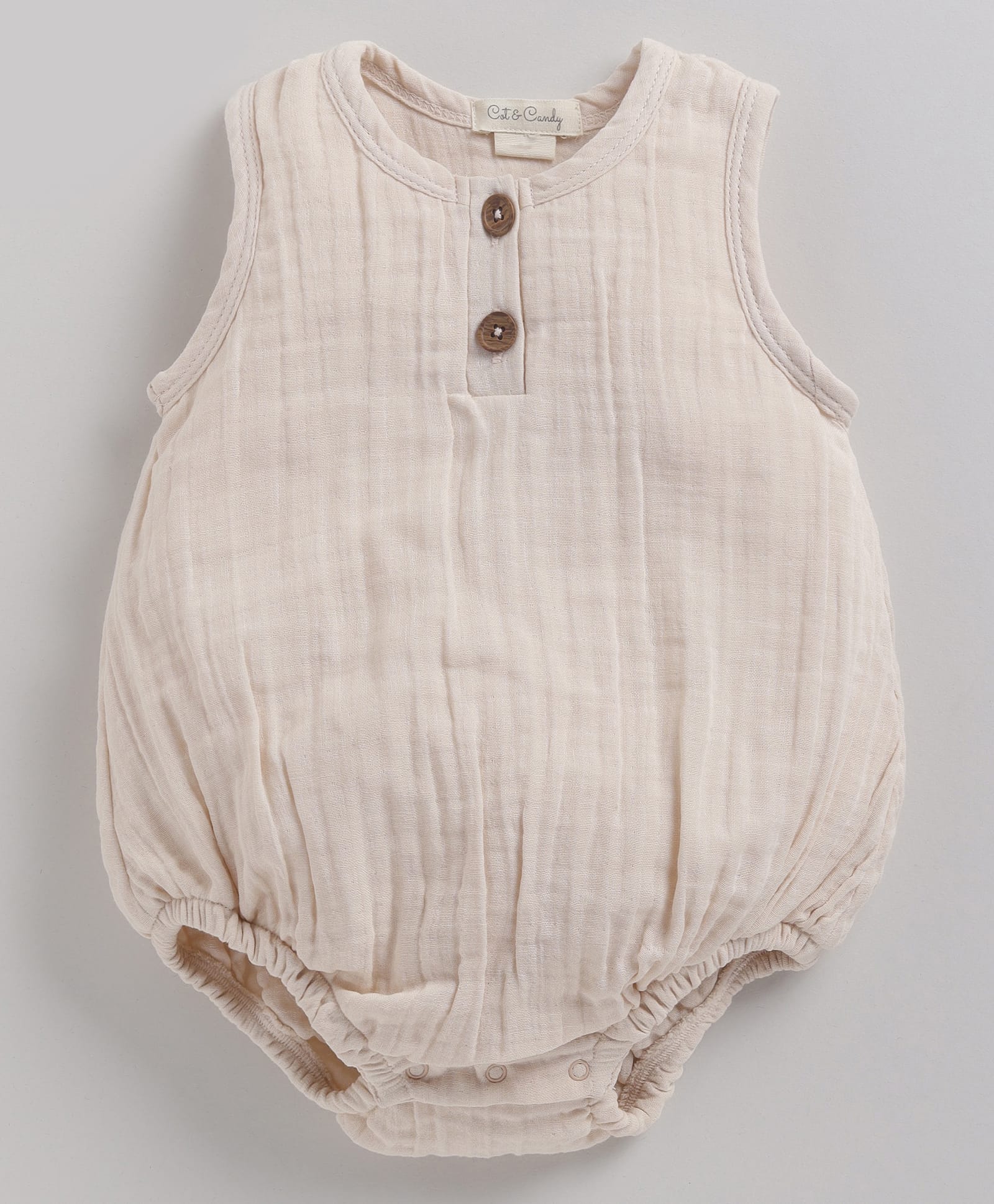 Cot & Candy Muslin Woven Sleeveless Solid Onesie - Pink-picture-13