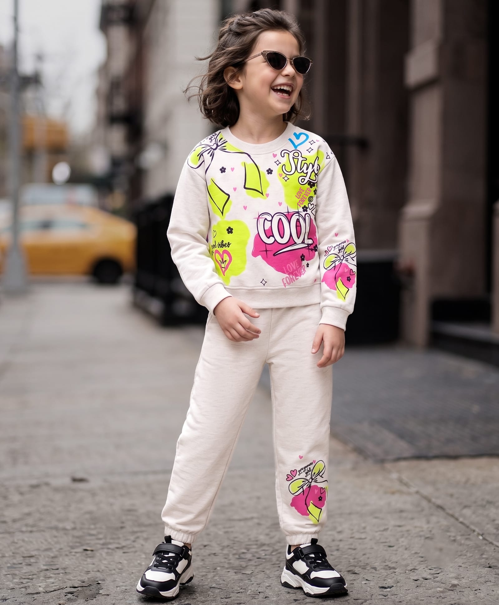OLLINGTON ST. Looper Knit Full Sleeve Winter Wear Sweatshirt & Joggers Set with Text Print - Off White-picture-27