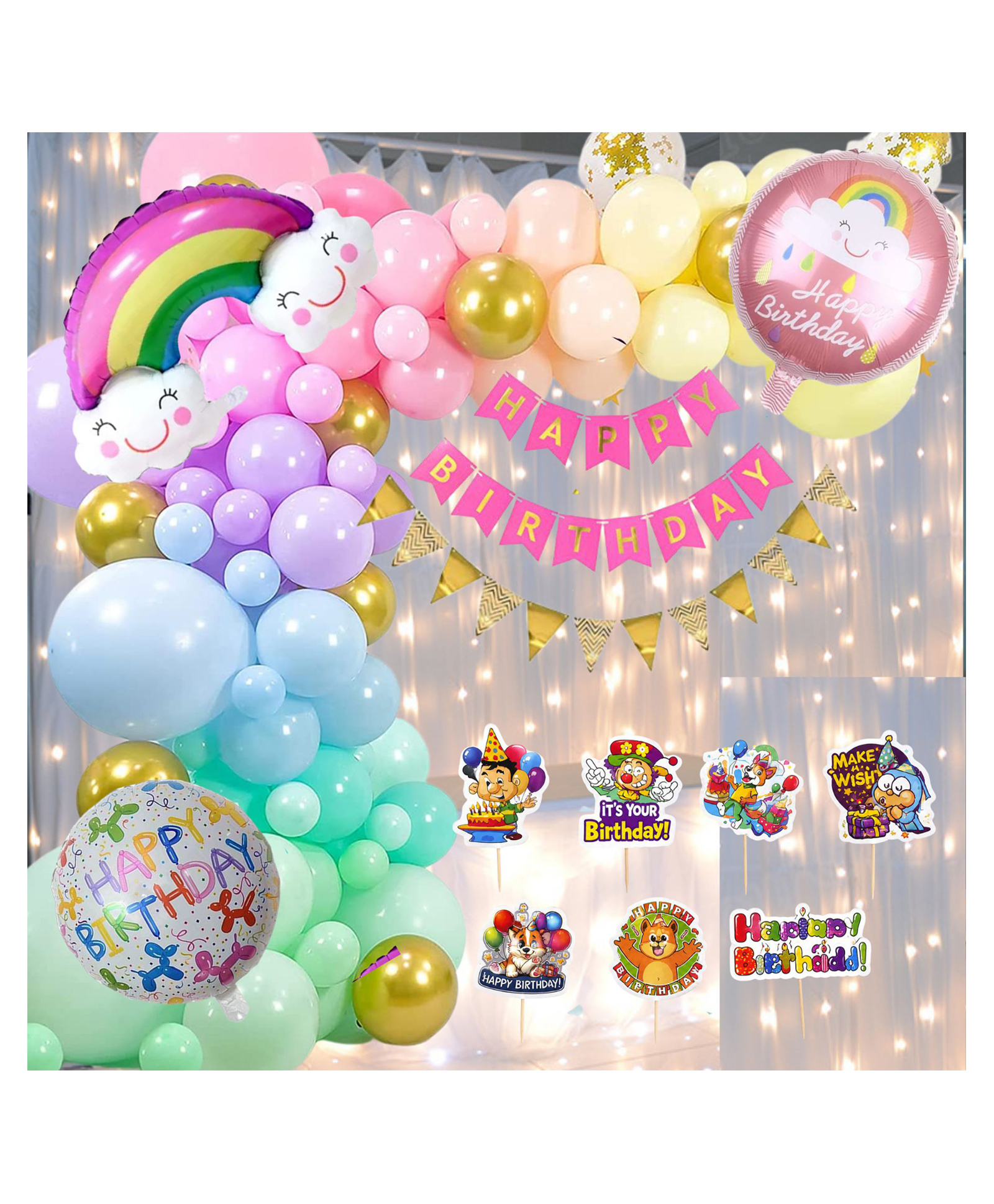 Puchku Happy Birthday Rainbow Foil Balloon - Pack of 71-image-46