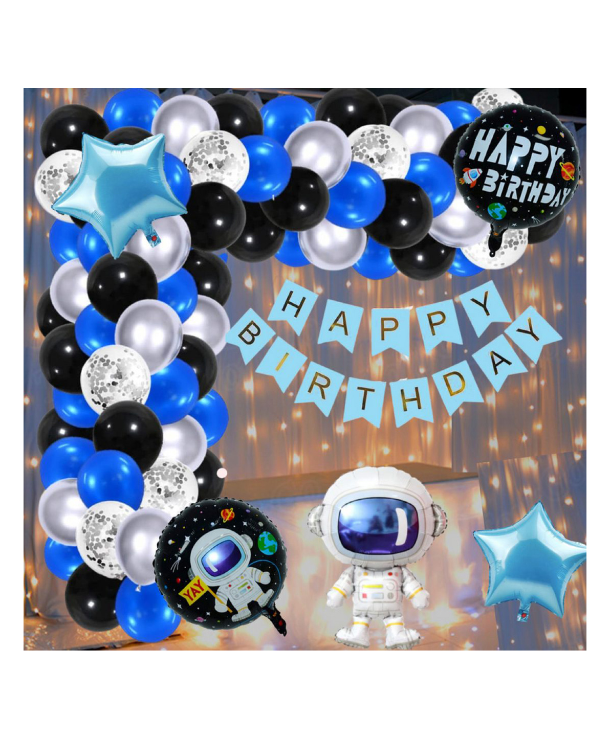 Puchku Astronaut Theme Birthday Decoration Kit Multicolor- Pack of 61-image-31