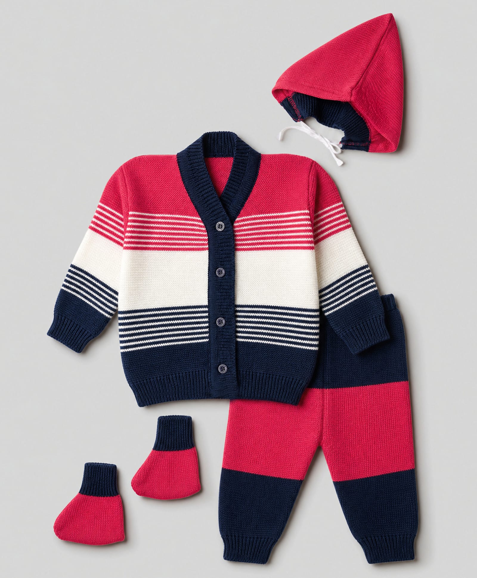Babyhug Knit Full Sleeves Striped Sweater Set - Pink-picture-12