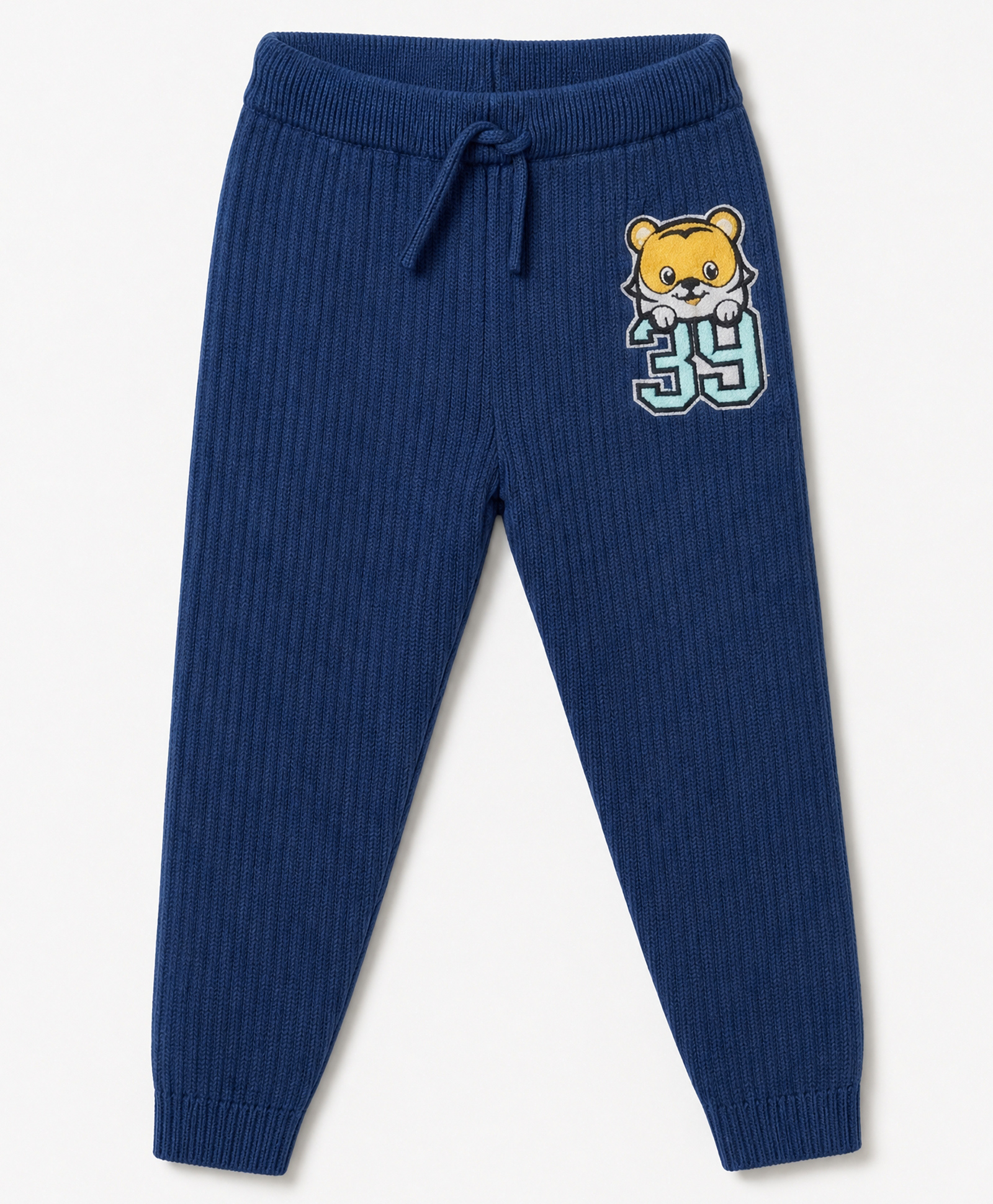 Babyhug Cotton Knit Full Length Graphic Tiger Printed Fleece & Woollen Pant - Neavy Blue-image-5