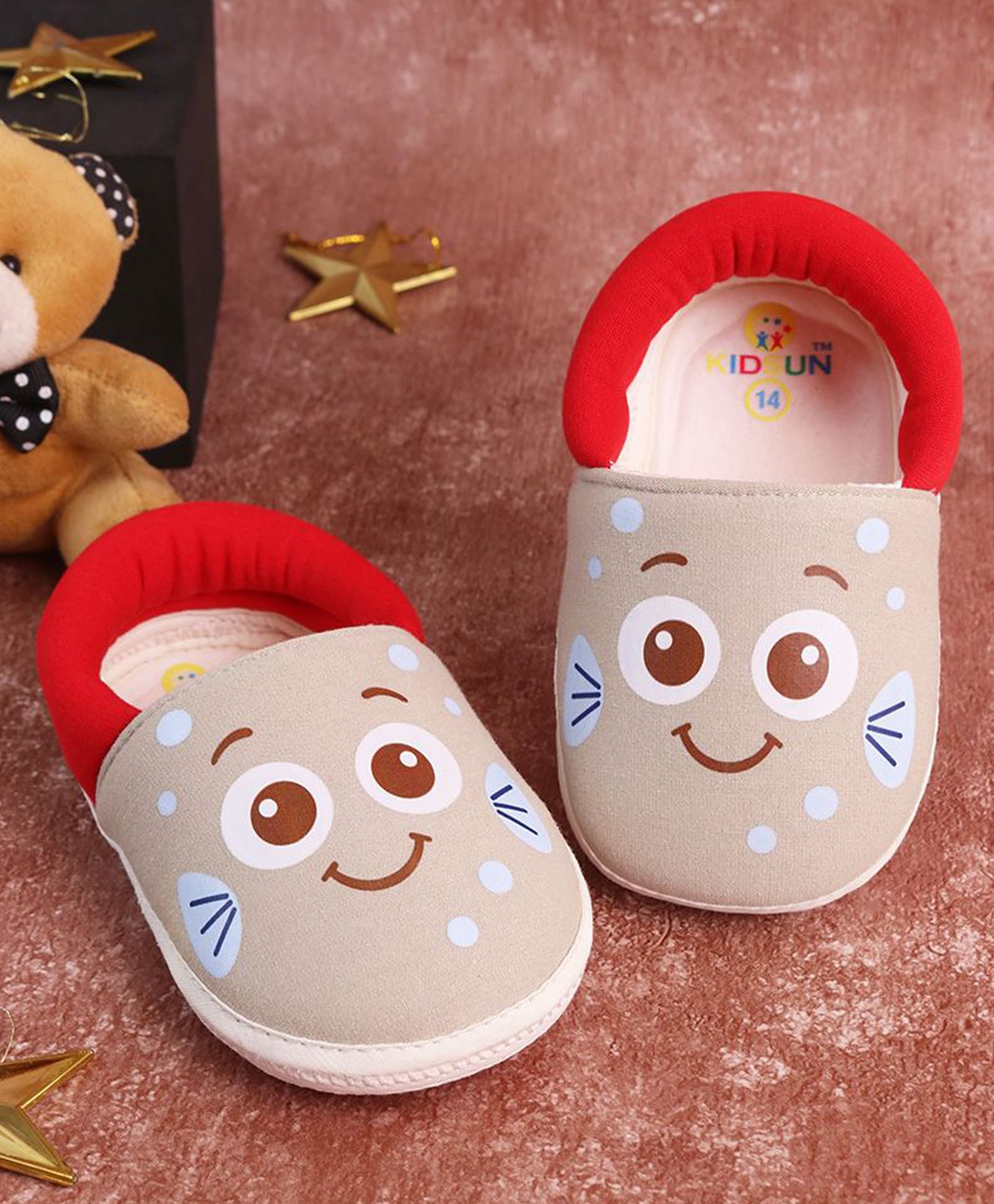 KIDSUN Smile Printed Slip On Booties - Red-picture-23