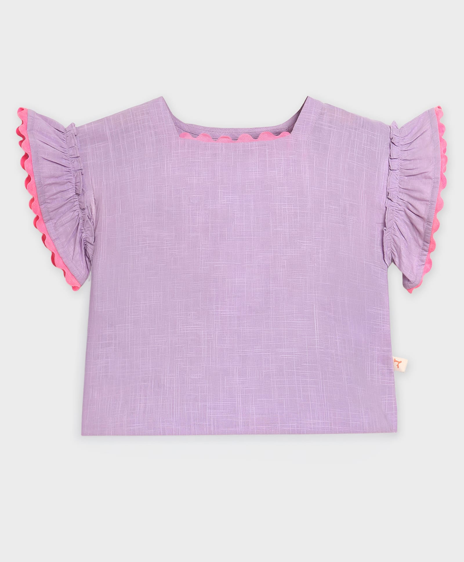 Somersault Cotton Woven Half Frill Sleeves Solid Top - Purple-picture-29