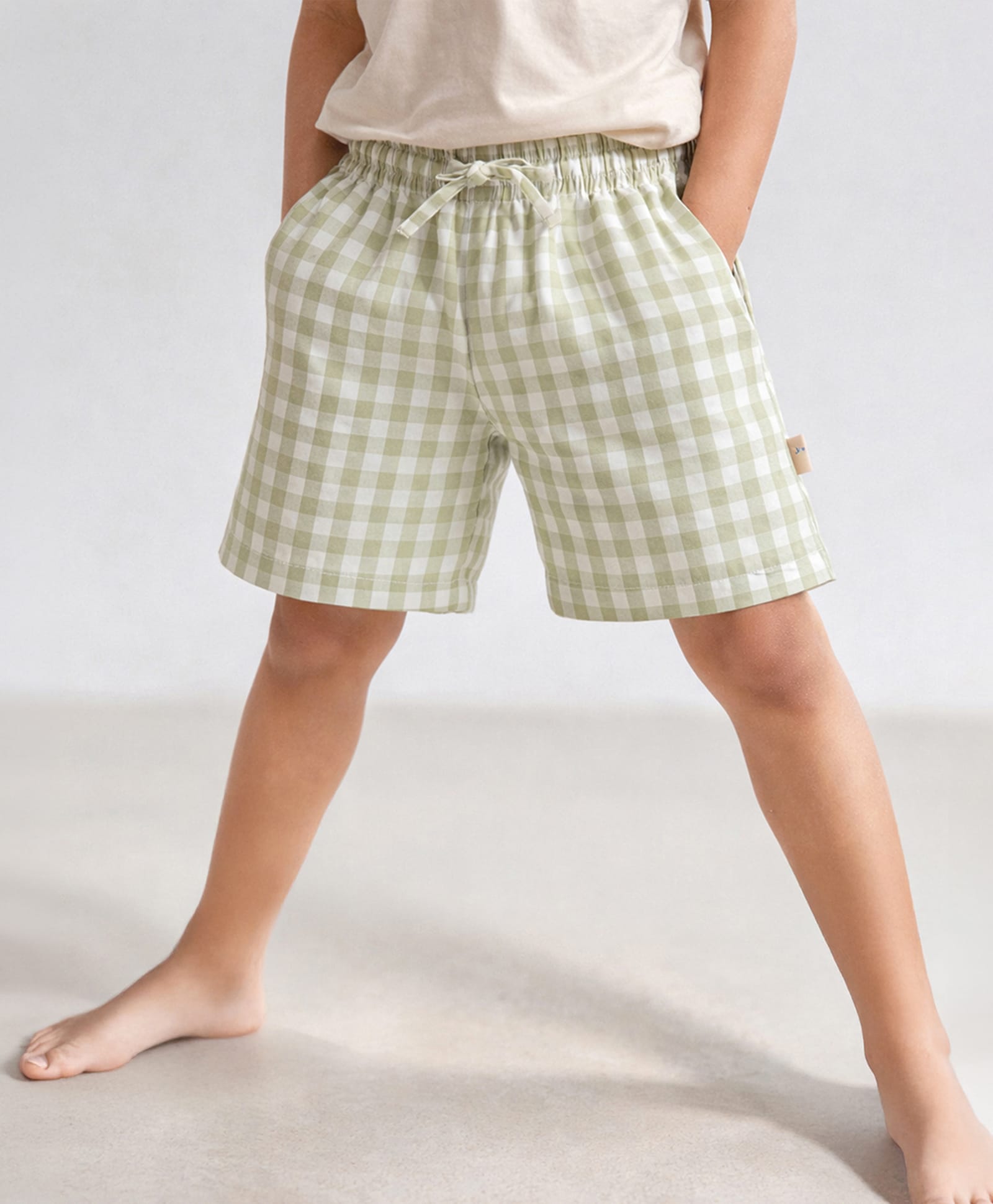 Somersault Cotton Woven Checked Shorts - Green-image-14