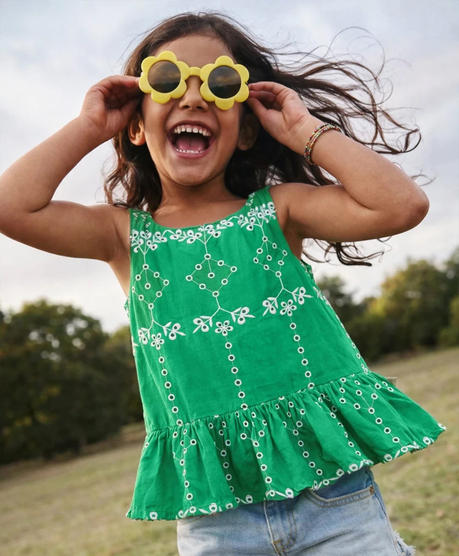 Somersault Cotton Woven Sleeveless Floral Embroidered Peplum Top - Green-image-18