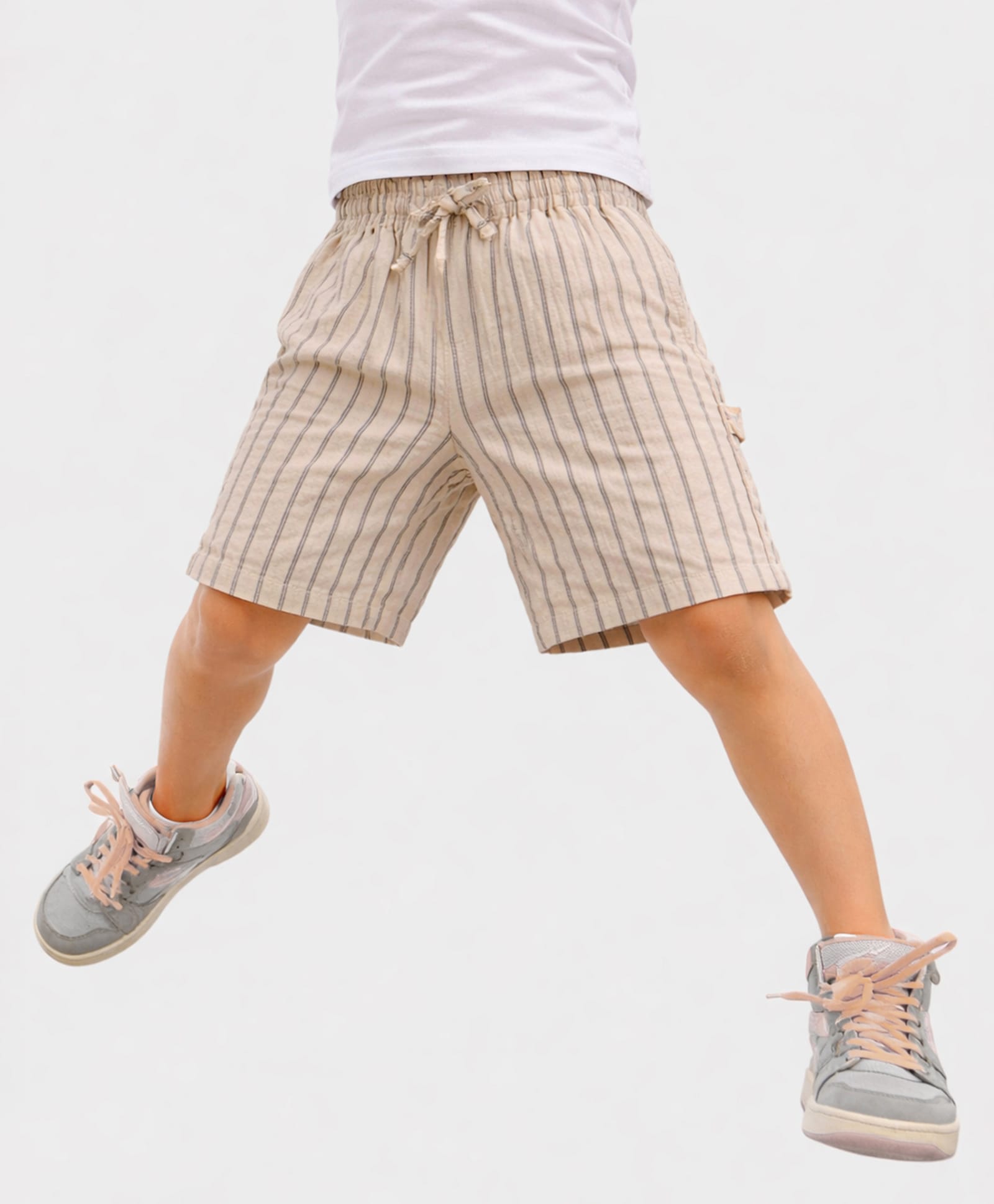 Somersault Cotton Woven Striped Shorts - Ecru-picture-17