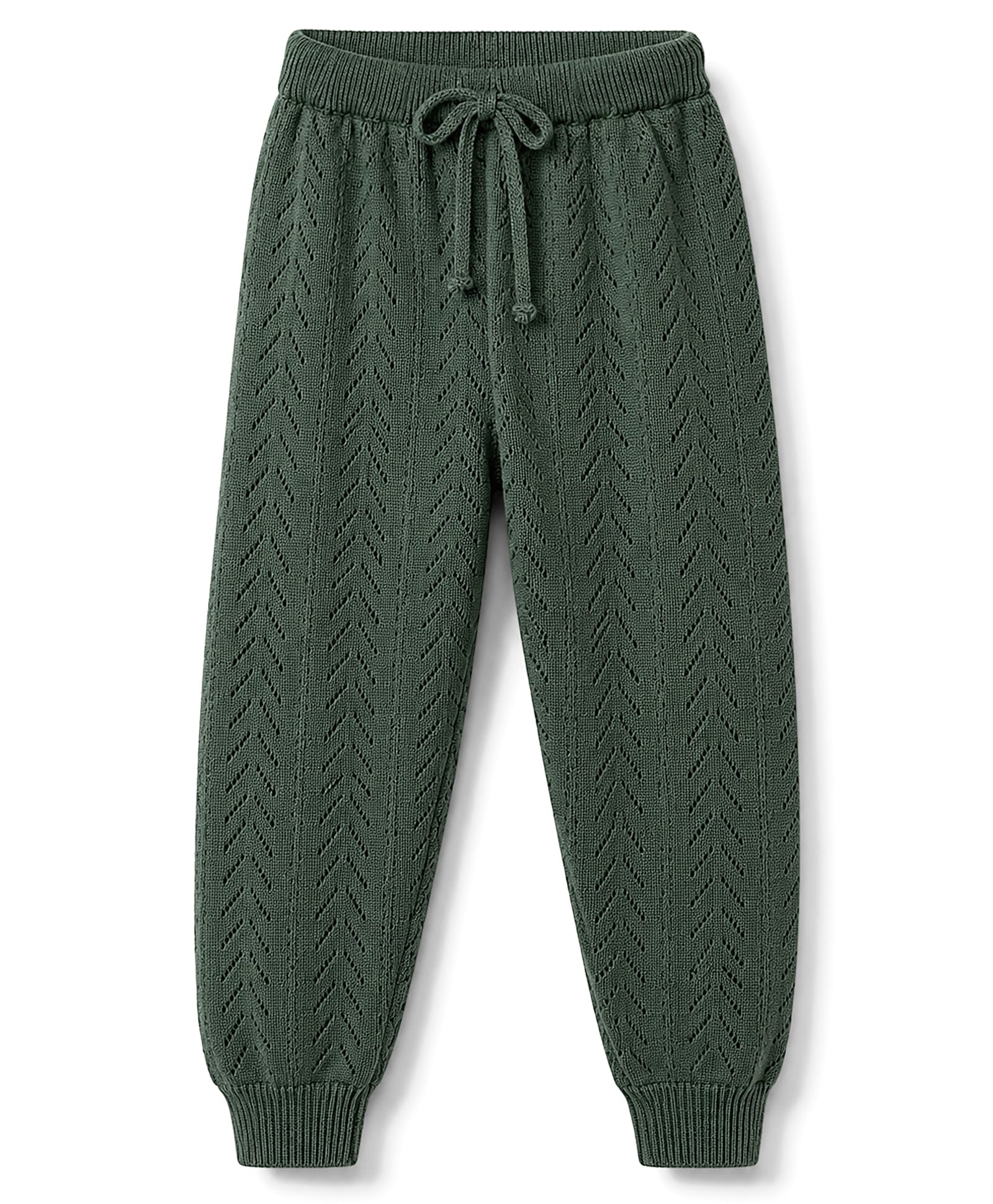 Babyhug Knit Full Length Solid Colour Jogger Fit Lounge Pant - Olive-picture-18