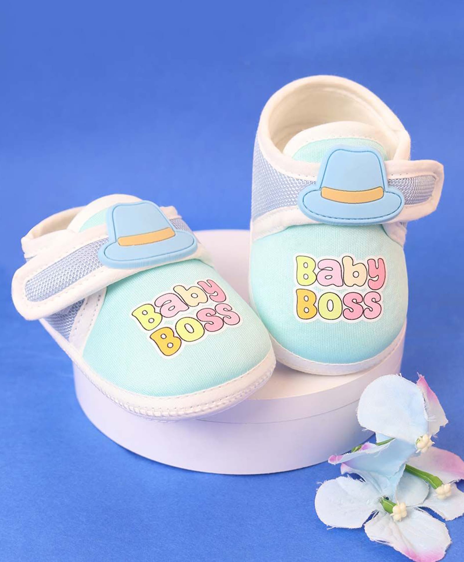 KIDSUN Baby Boss Text Printed Velcro Closure Booties - Sky Blue-image-33