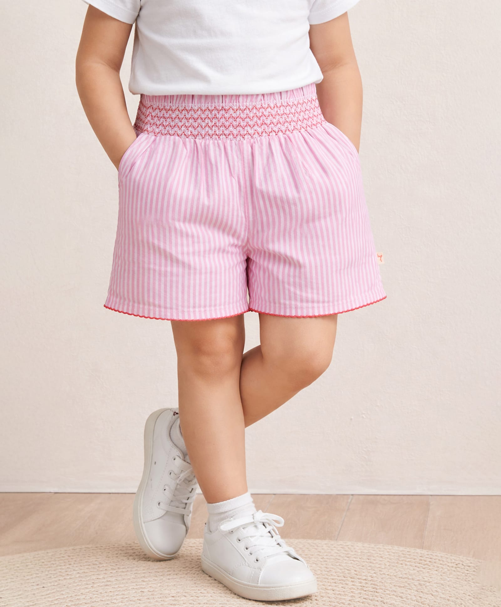 Somersault Cotton Woven Striped Shorts - Pink-picture-16