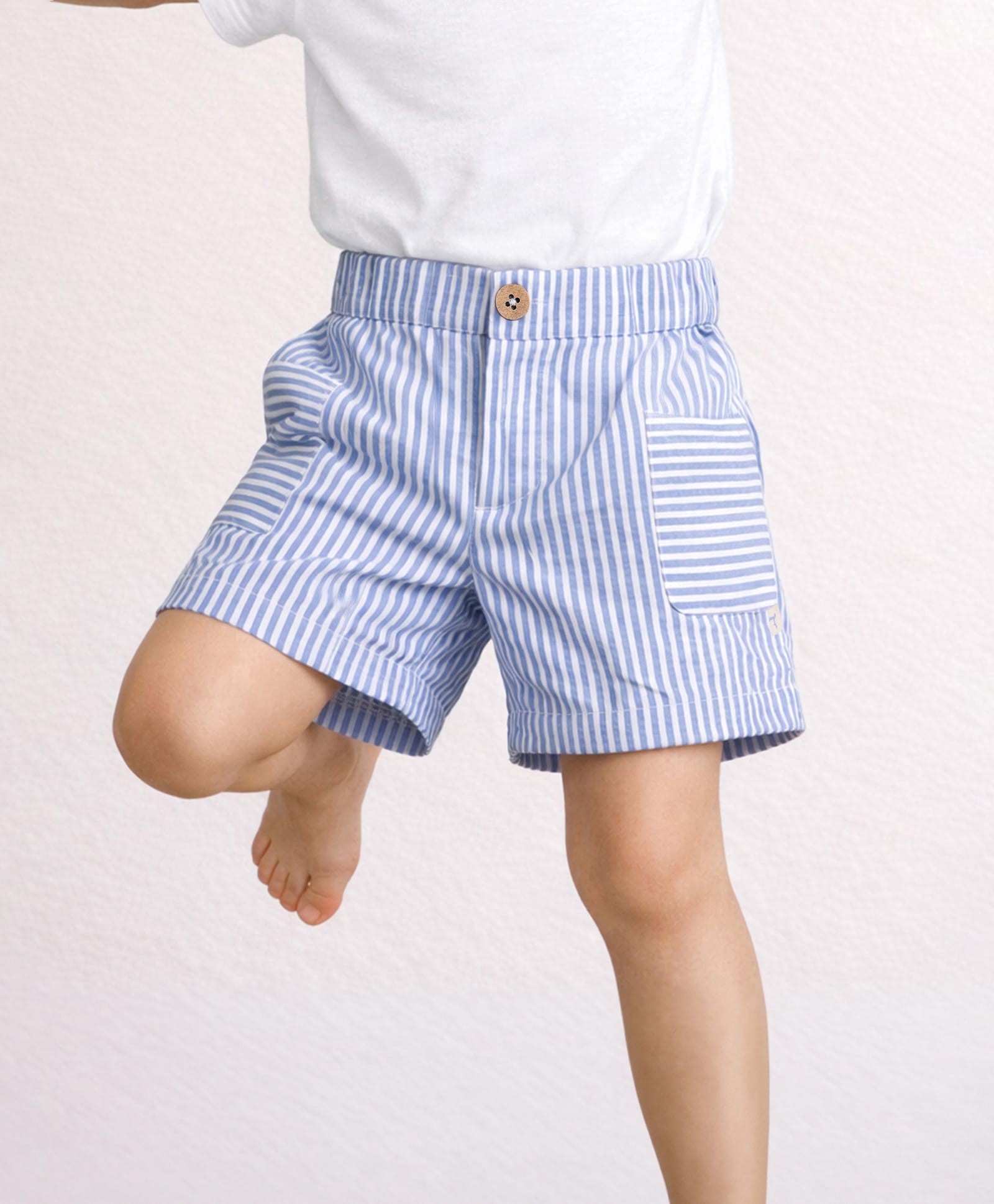 Somersault Cotton Woven Striped Shorts - Blue-picture-13