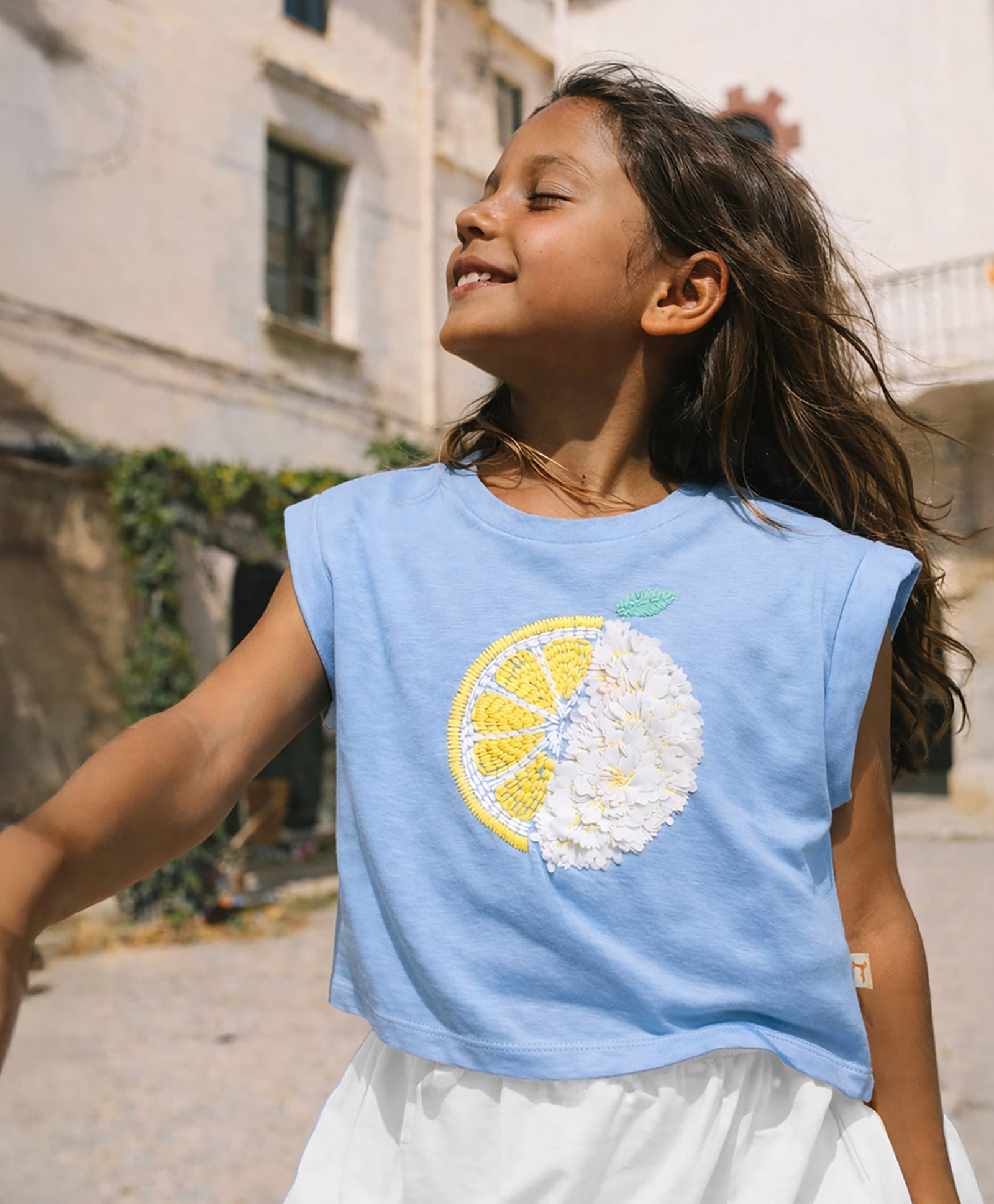 Somersault Cotton Knit Sleeveless Lemon Embroidered Top - Blue-picture-28