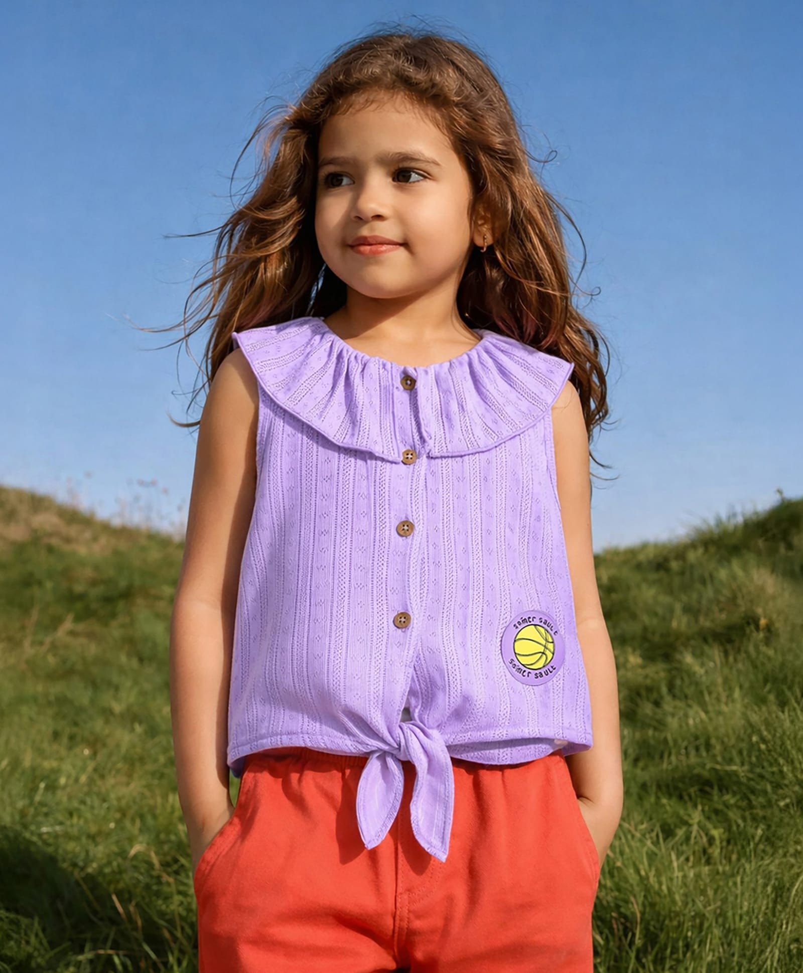 Somersault Cotton Knit Sleeveless Brand Logo Patch Detailed Top - Purple-image-25