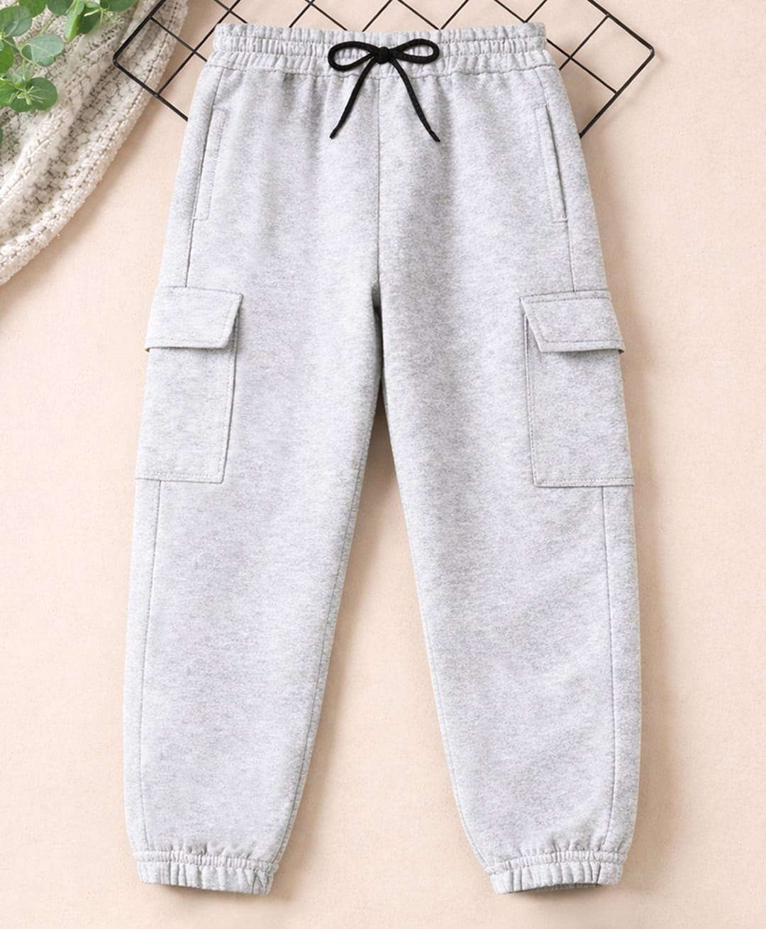 Trampoline Terry Knit Solid Cargo Joggers - Grey-image-13