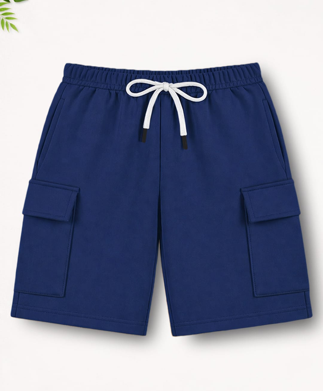 Trampoline Terry Knit Solid Cargo Shorts - Navy Blue-picture-12