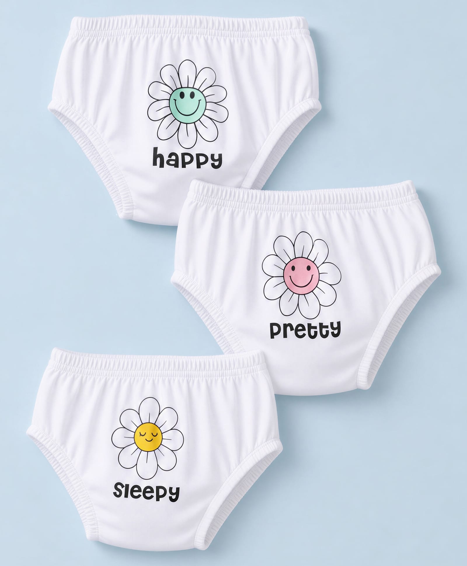 Doodle Poodle 100% Cotton Single Jersey Knit Floral Printed Panties Pack of 3 - White-picture-20