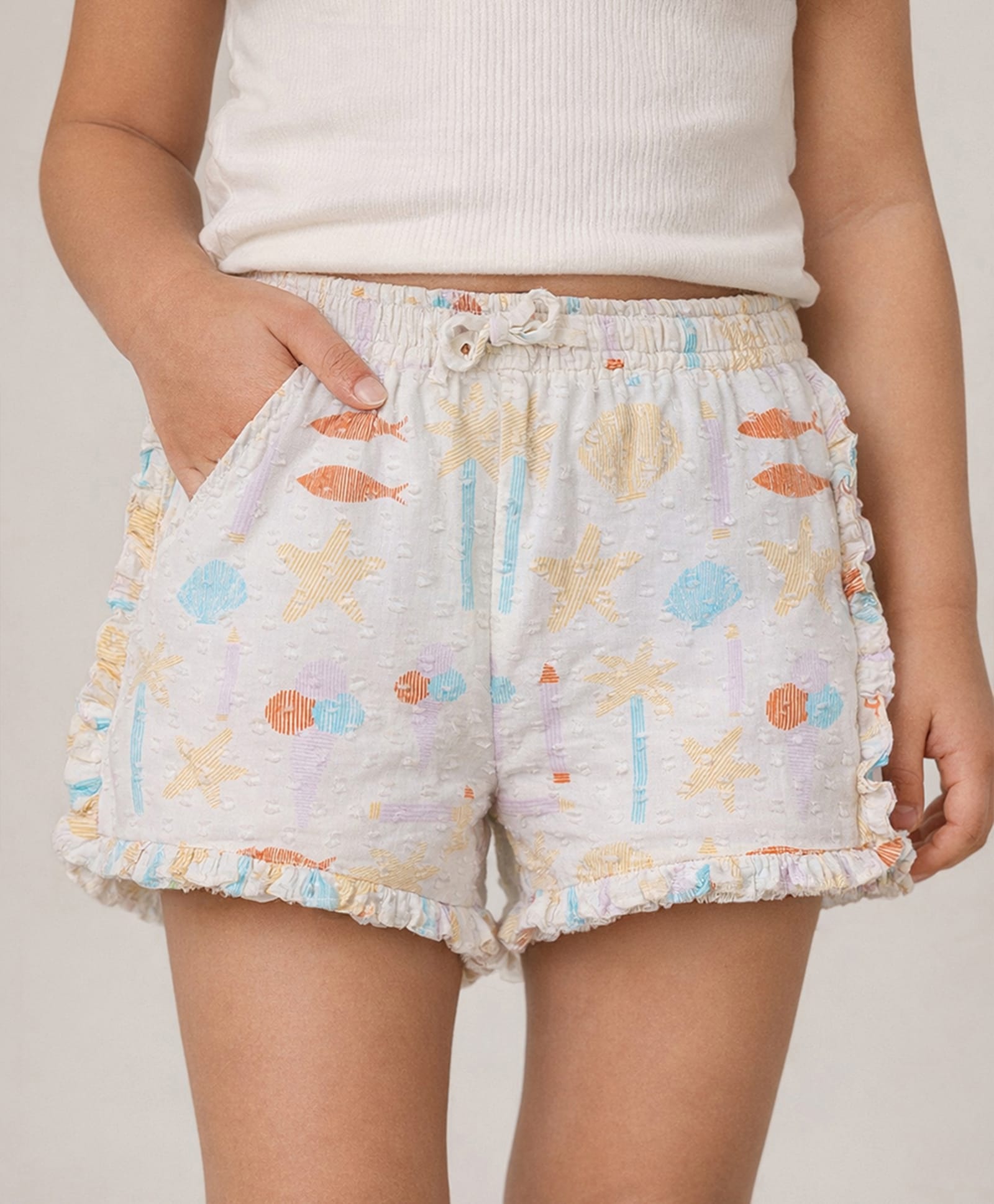Somersault Cotton Woven Abstract Printed Shorts - White-image-36