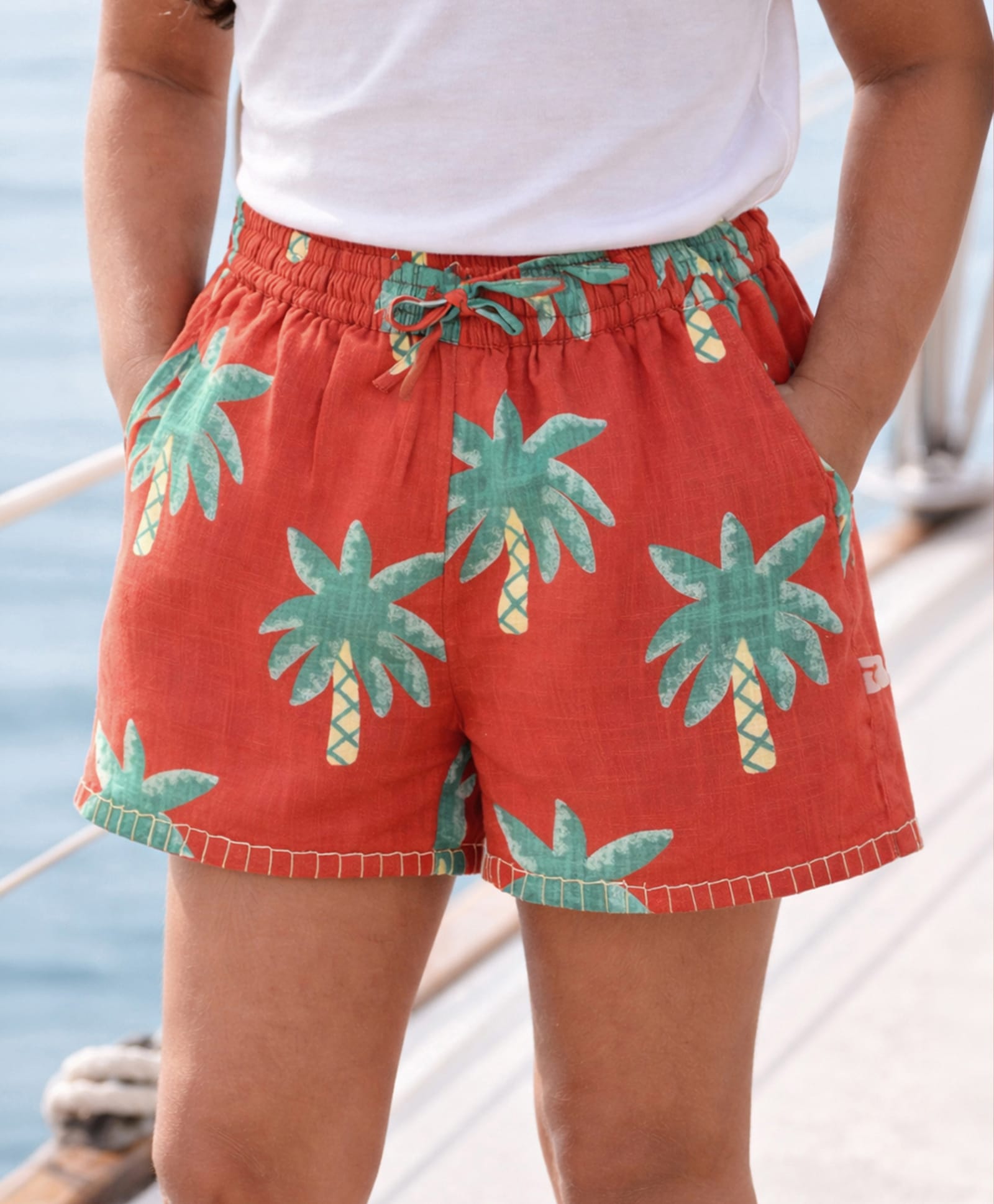 Somersault Cotton Woven Tropical Theme Printed Shorts - Rust Orange-picture-24