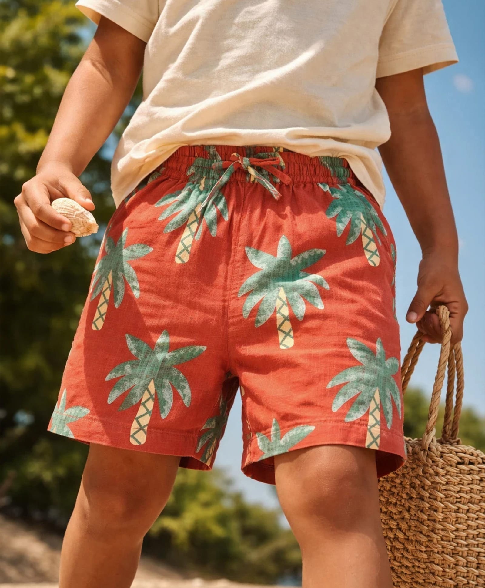 Somersault Cotton Woven Tropical Theme Printed Shorts - Rust-picture-38