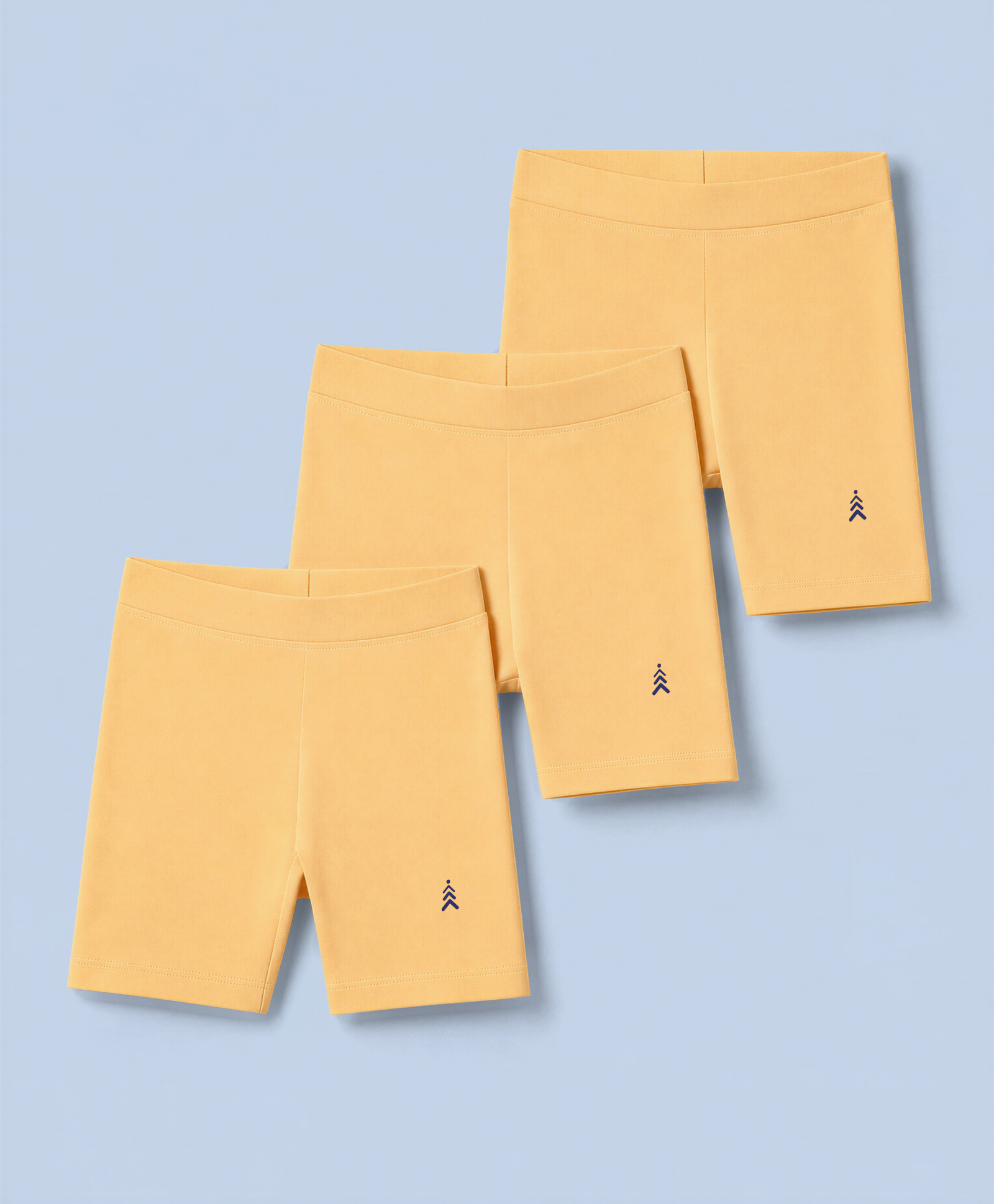 Pine Kids Cotton Lycra Knit Cycling Shorts With Logo Print Pack Of 3 - Beige-image-26