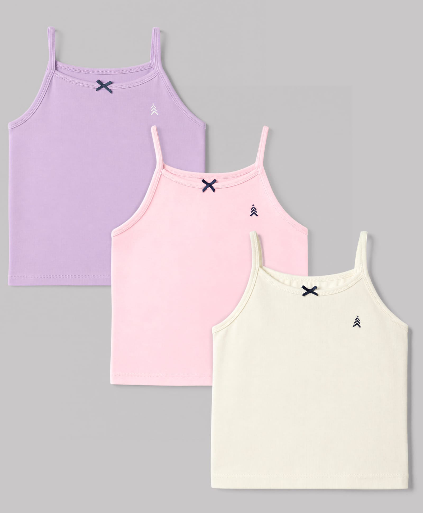 Pine Kids Cotton Lycra Knit Sleeveless Solid Slips With Bow Applique Pack Of 3 - Purple Pink & White-image-20