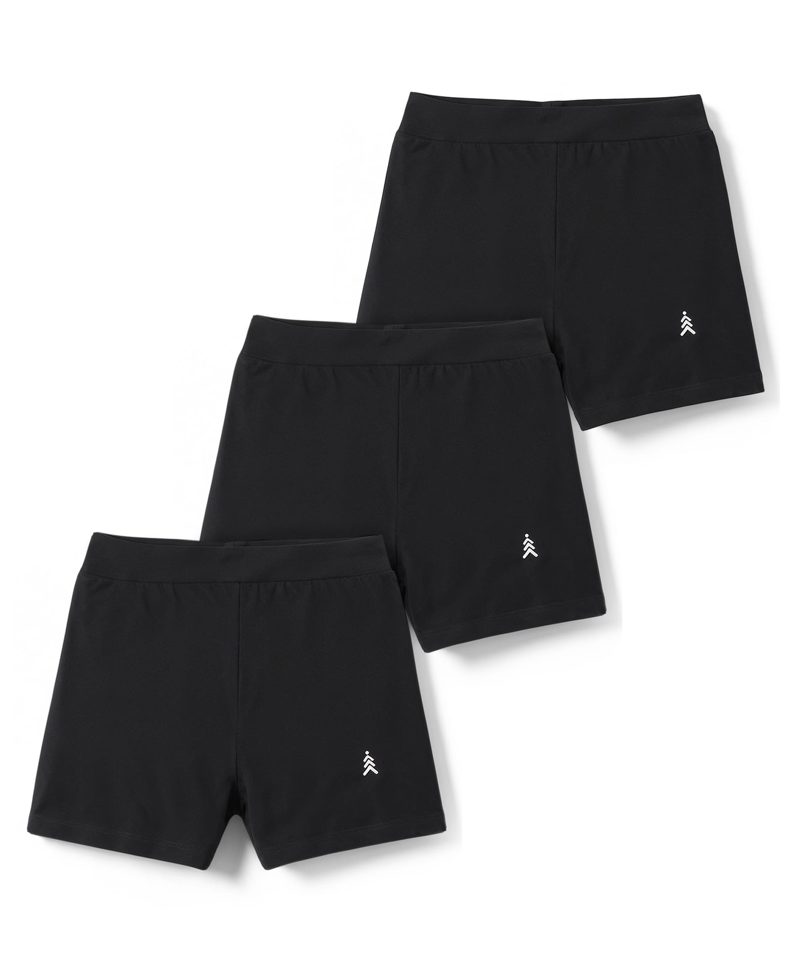Pine Kids Cotton Lycra Knit Solid Cycling Shorts With Logo Print Pack Of 3 - Black-image-3