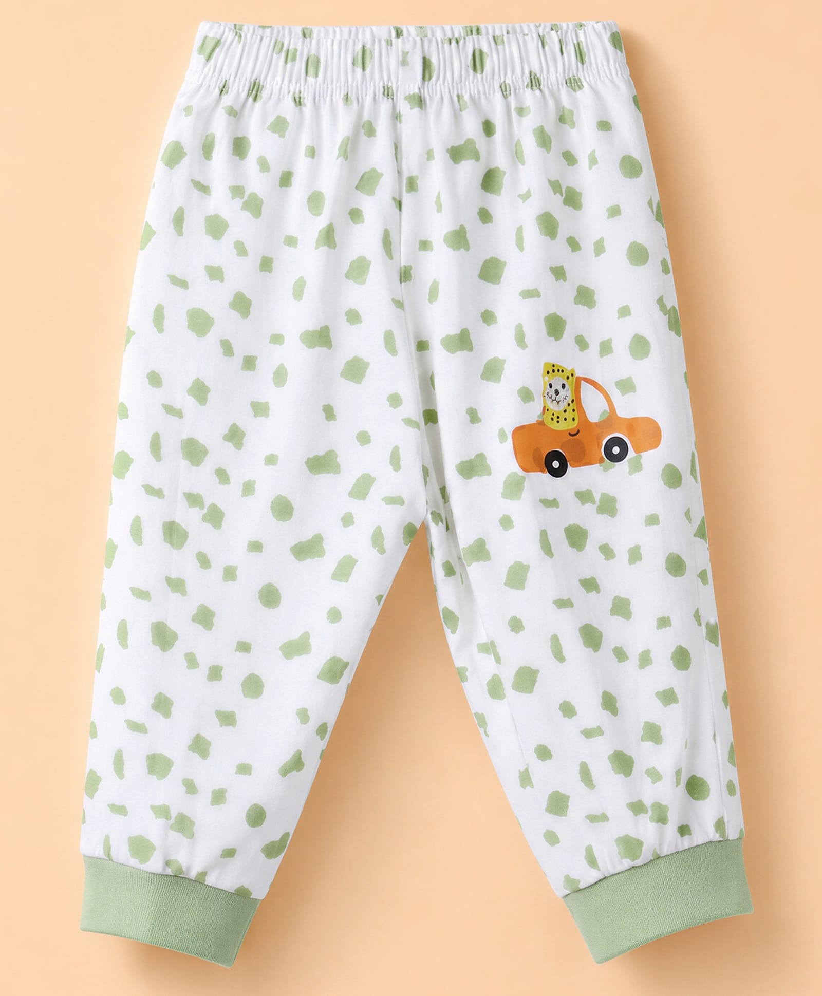 Child World Sinker Knit Full Length Lounge Pants With Car Print - Olive Green-picture-20