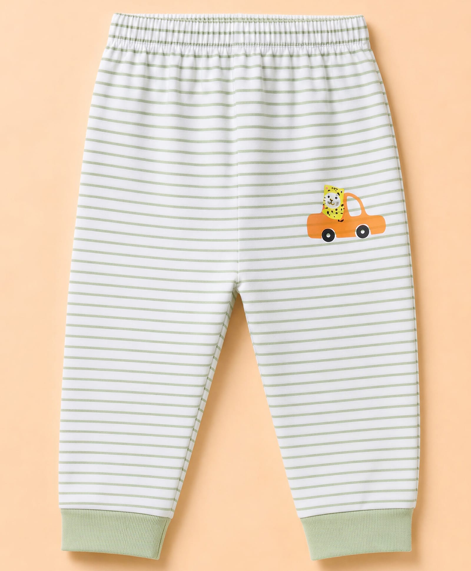 Child World Sinker Knit Striped Lounge Pants With Car Print - Olive Green-picture-24