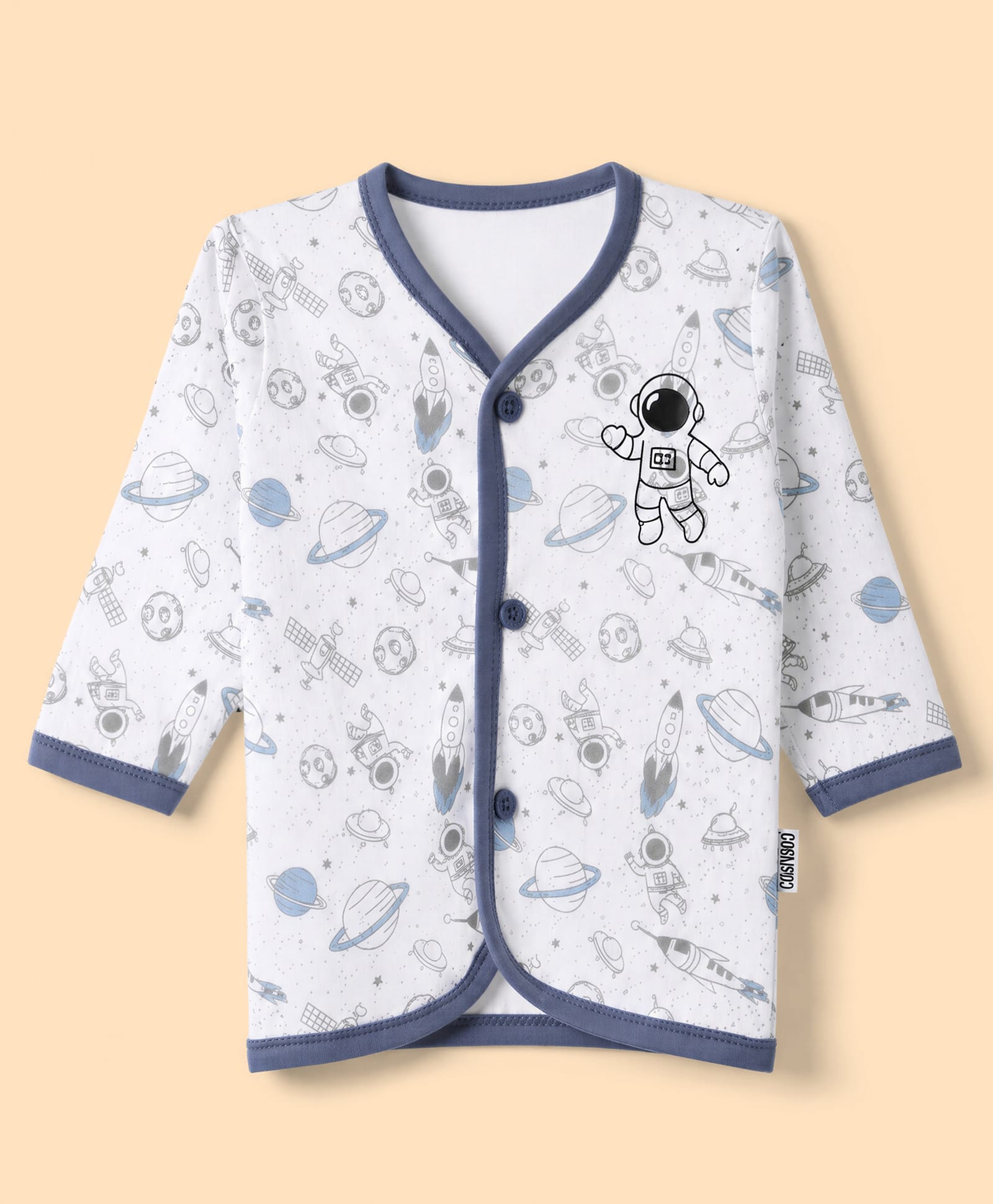 Child World Cotton Interlock Knit Full Sleeves Jhablas With Space Theme Print- Blue-picture-34