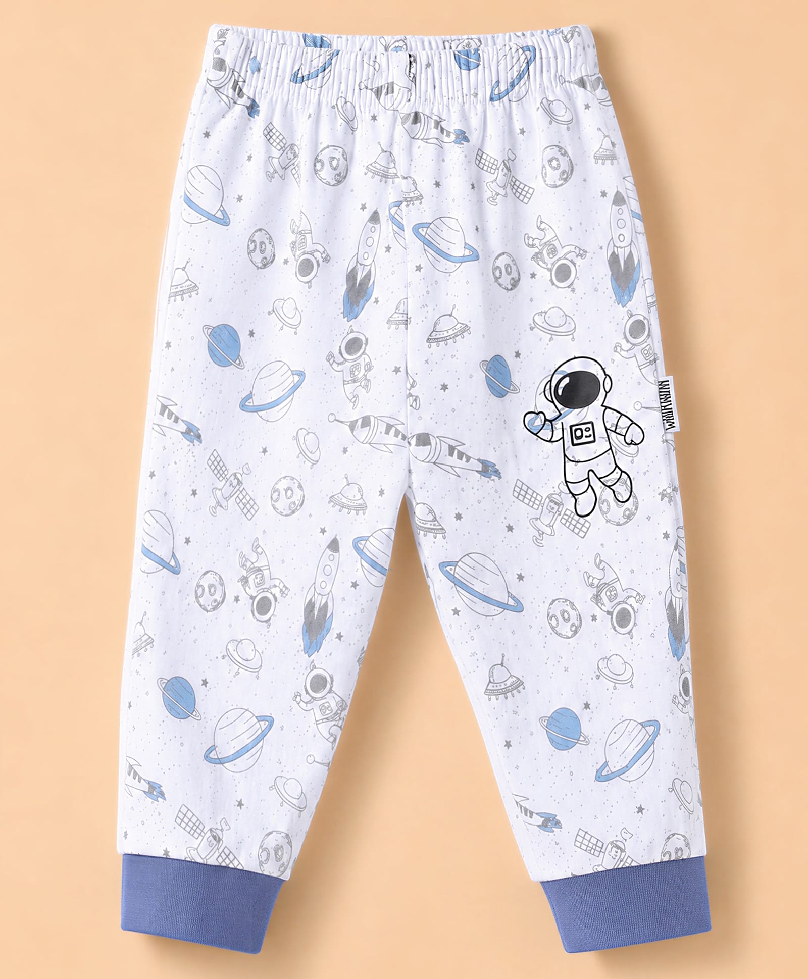 Child World Knit Interlock Lounge Pants With Space Theme Print - Blue-picture-3