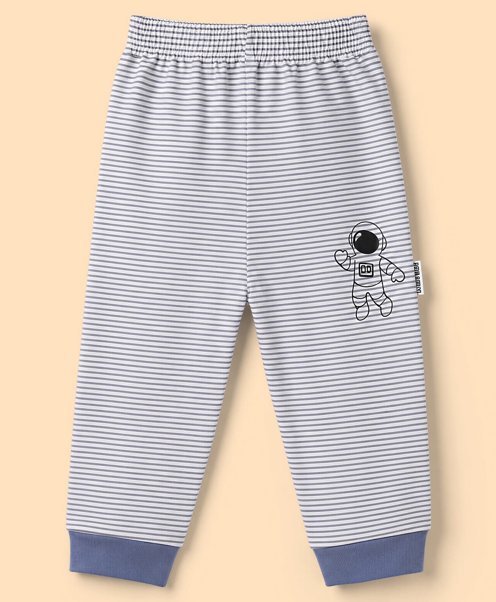 Child World Interlock Knit Full Length Striped Lounge Pants With Astronaut Print - Blue-picture-19