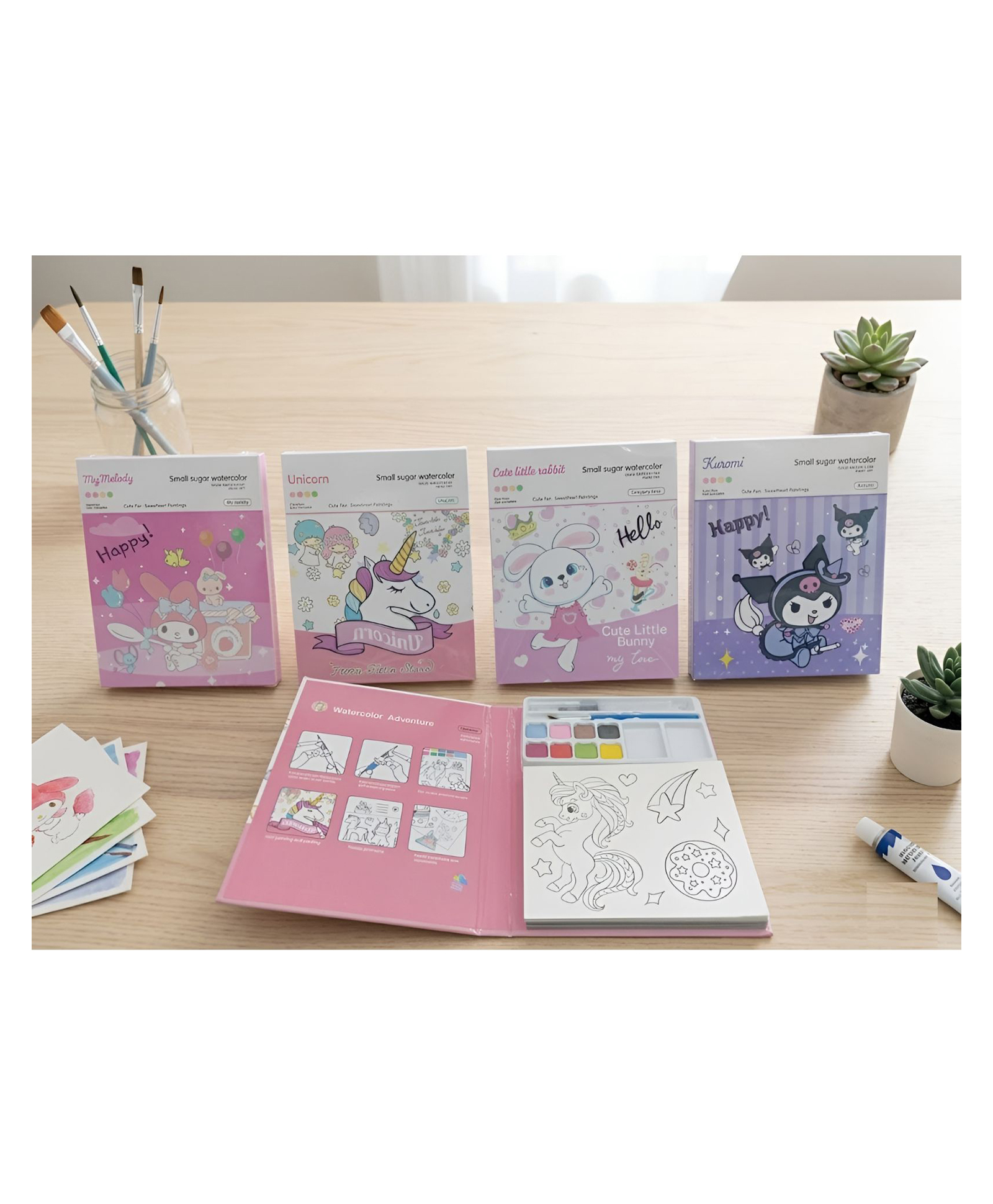 SCHOOLISH Watercolor Small Square Painting Book for Kids Colors Non Toxic Water Based Materials Coloring Book - PACK OF 1 - COLOR MAY VARY-image-45