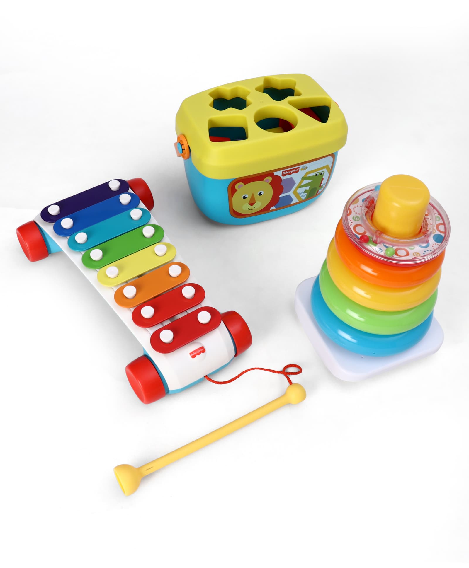 Fisher Price Classic Infant Trio 3-in-1 Musical & Shape Learning Toy Set for Toddlers | Xylophone, Shape Sorter & Stacking Ring Activity Toys - Multicolor-picture-12