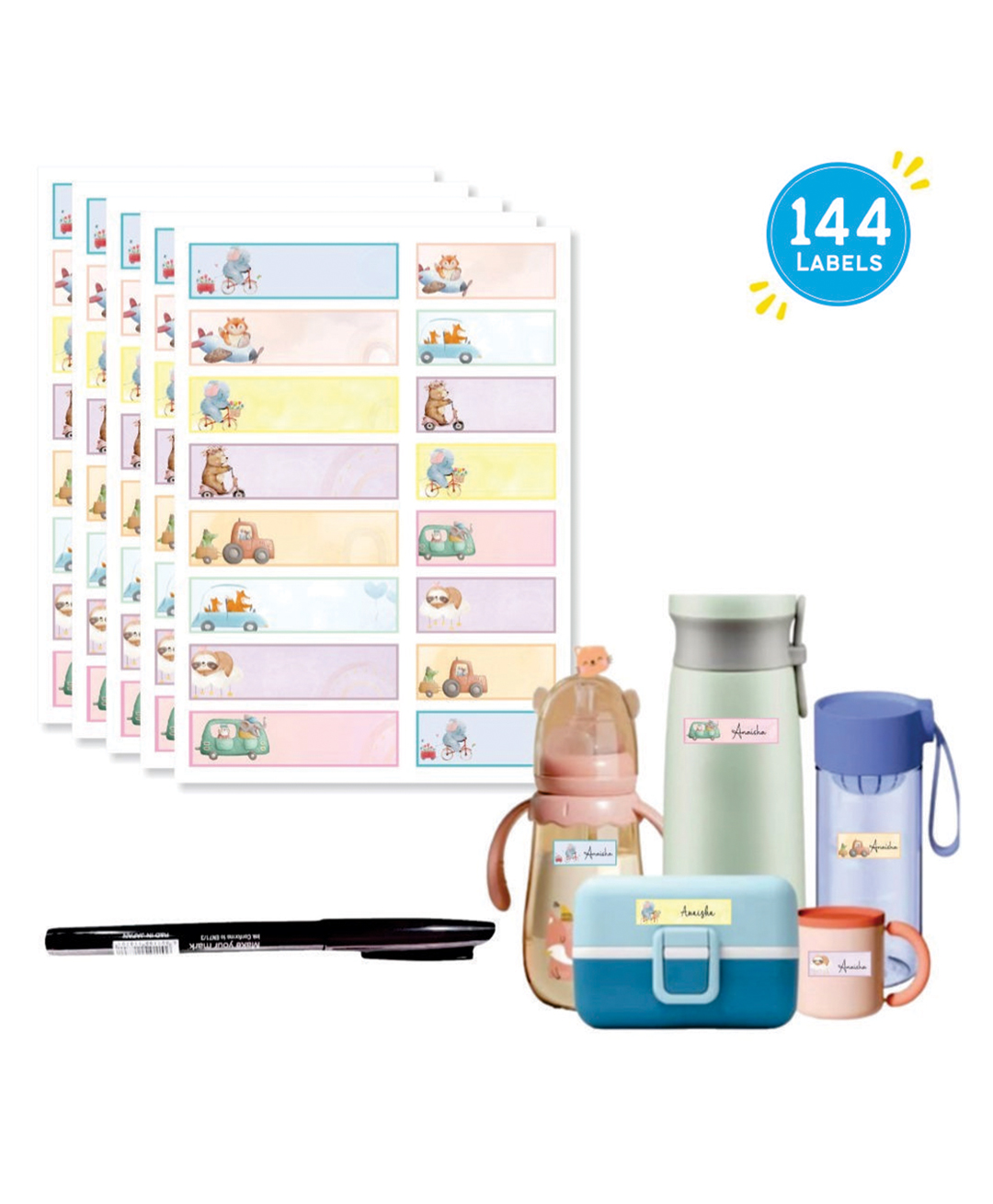 Zooplay India Waterproof write on labels (Baby Safari)-image-47