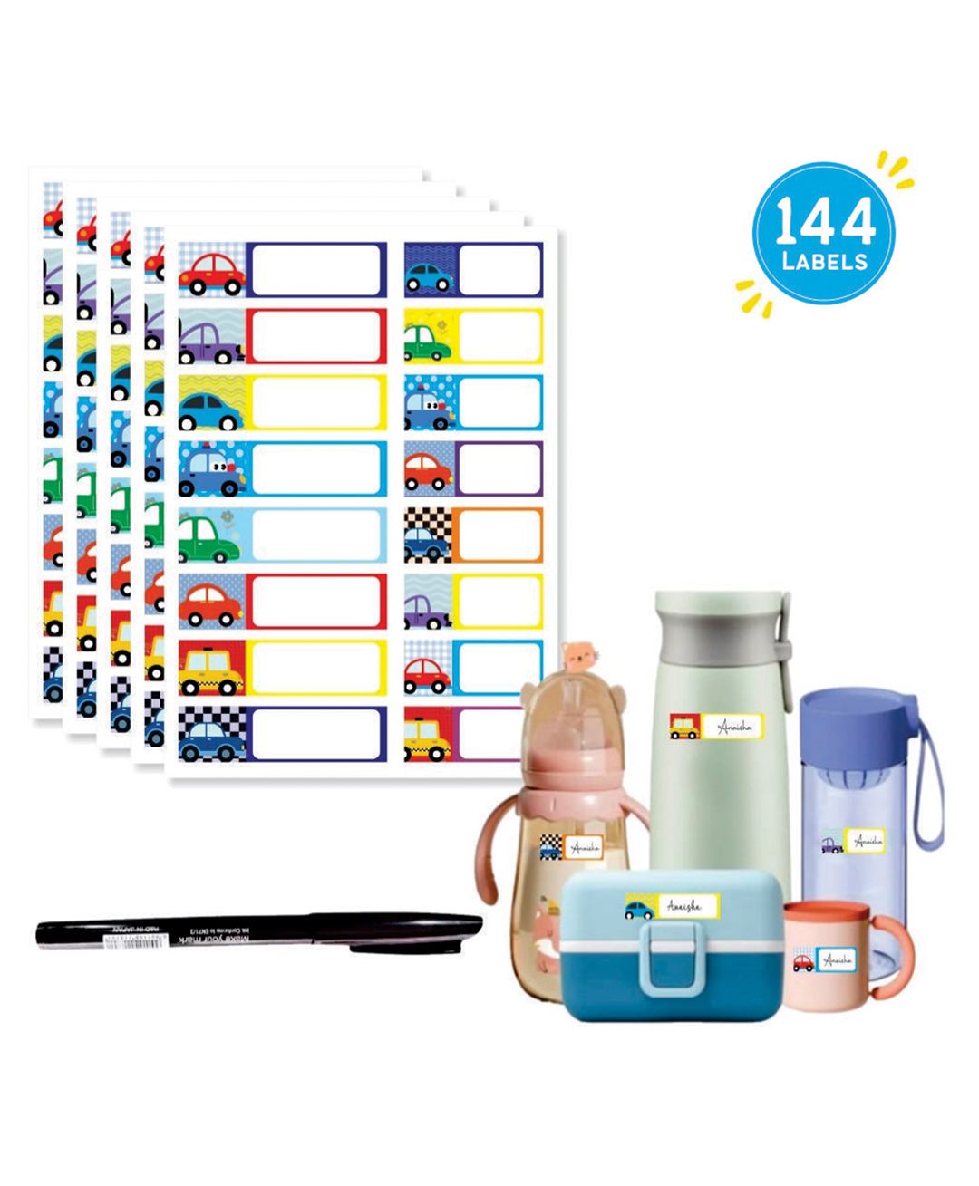 Zooplay India Waterproof write on labels - Cute Cars-image-45