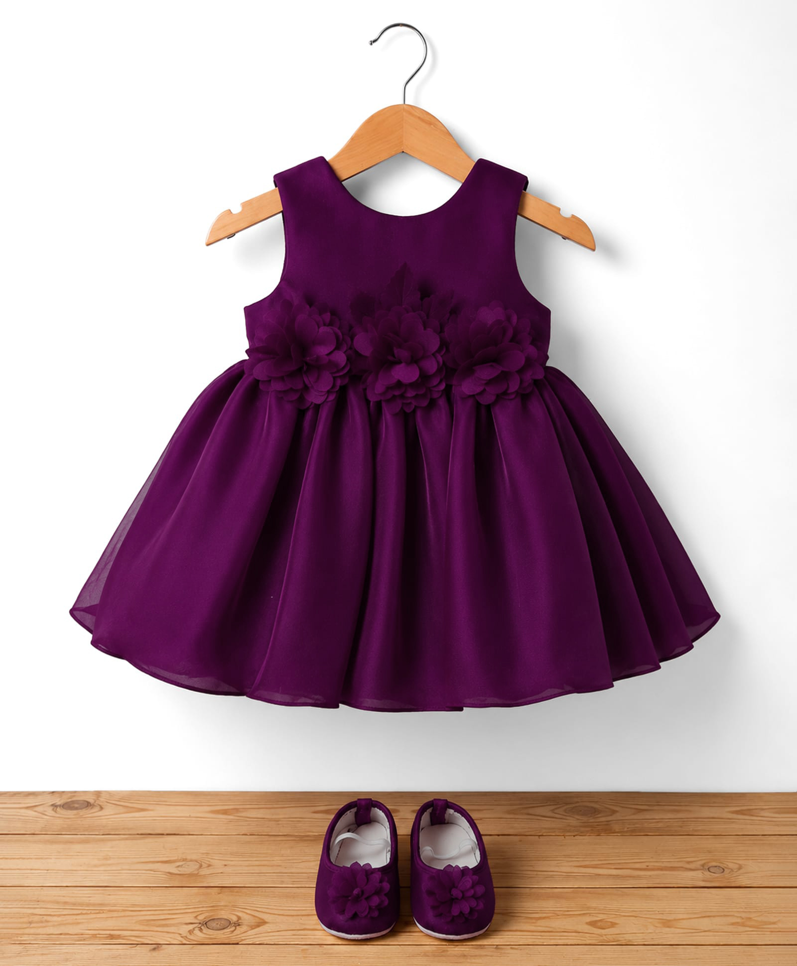 Bluebell T-issue Woven Sleeveless Party Dress With Floral Applique - Wine-image-49