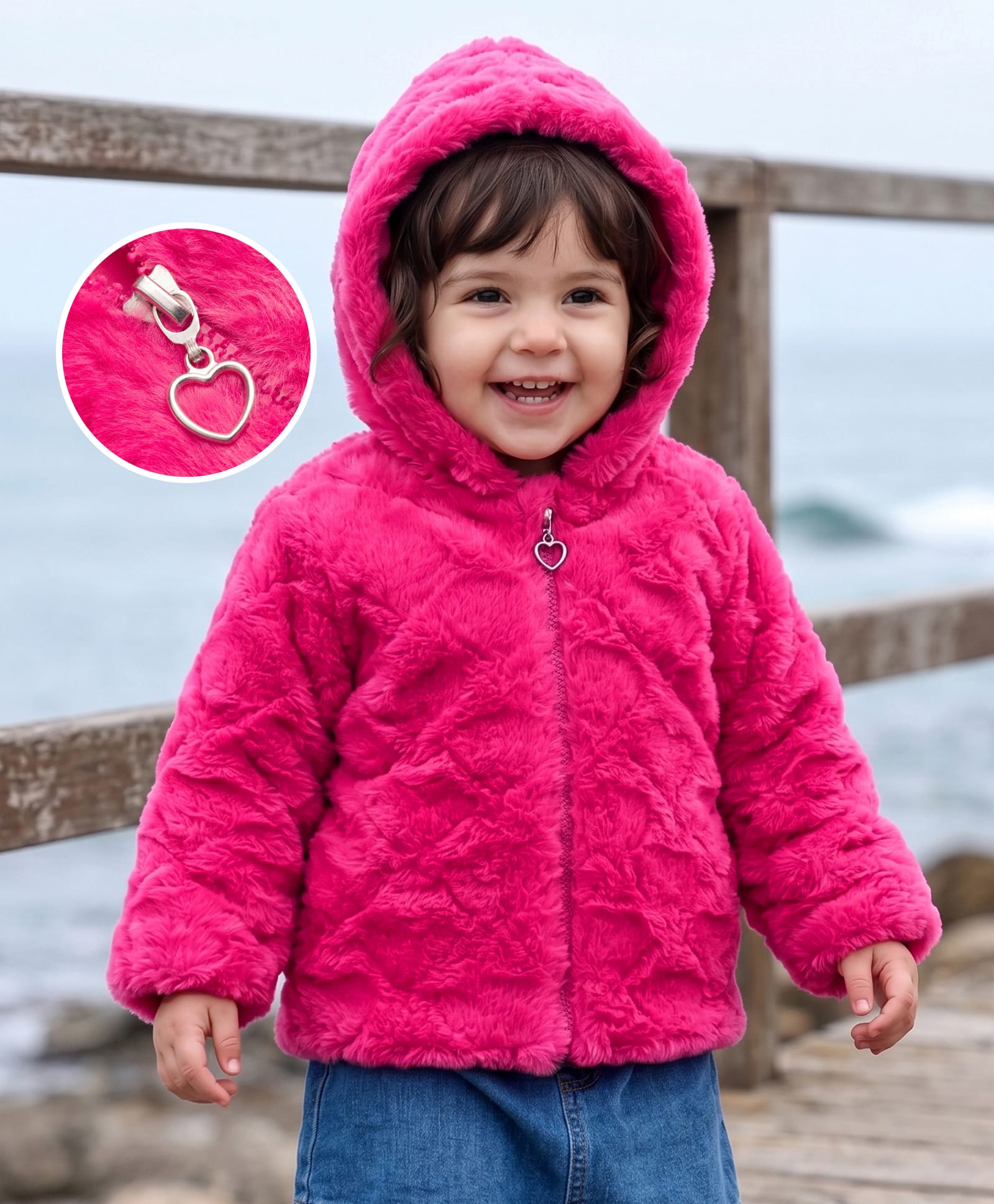 Babyhug Cotton Woven Full Sleeves Solid Colour Far Hooded Jacket - Dark Pink-picture-11