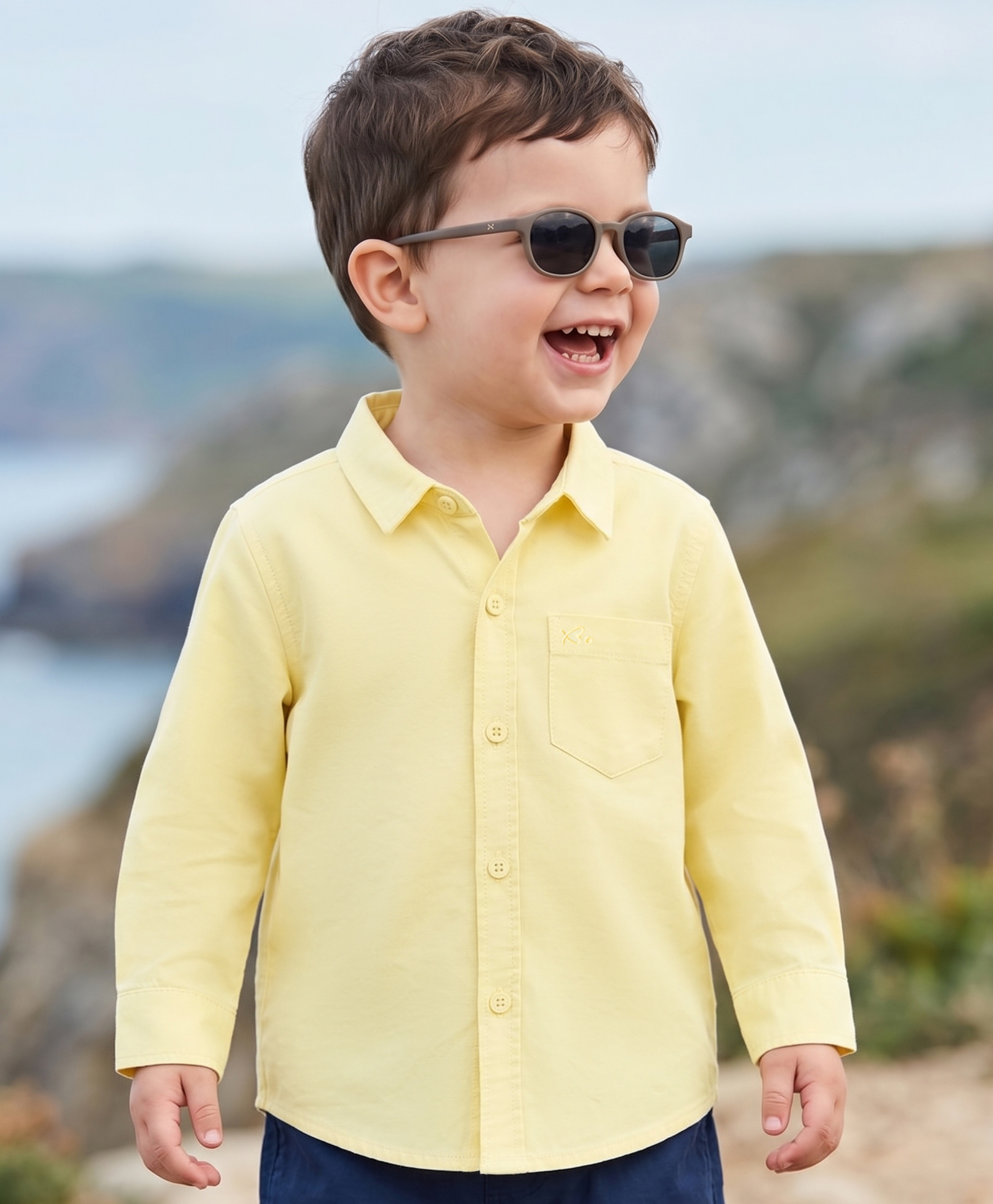 Babyoye 100% Cotton Woven Full Sleeves Yarn Dyed Solid Oxford Shirt - Yellow-image-16