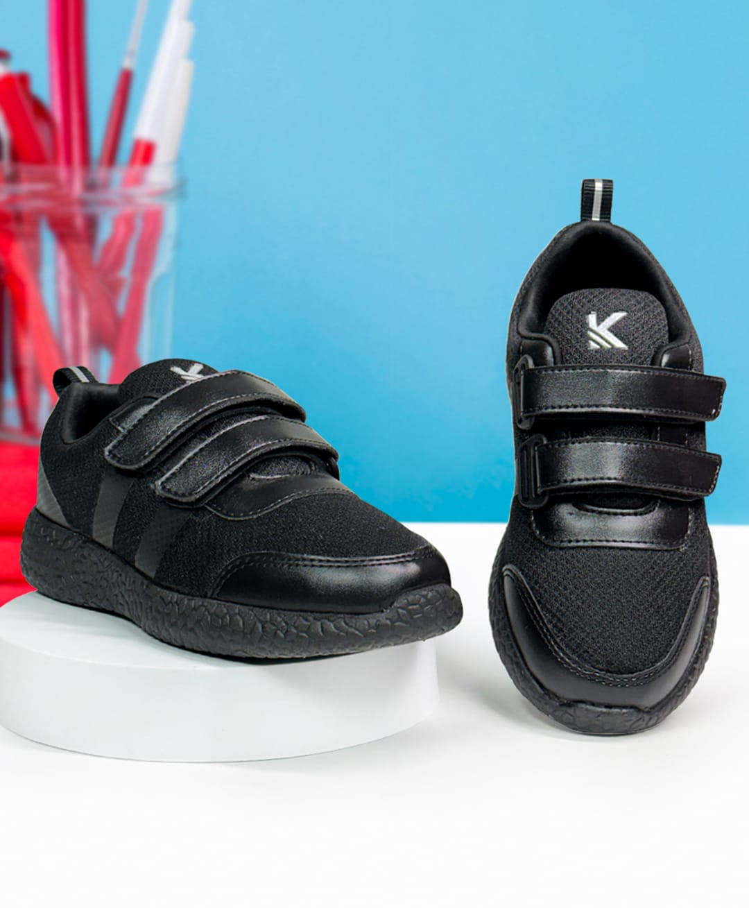 KazarMax Solid Velcro Closure School Shoes - Black-picture-25