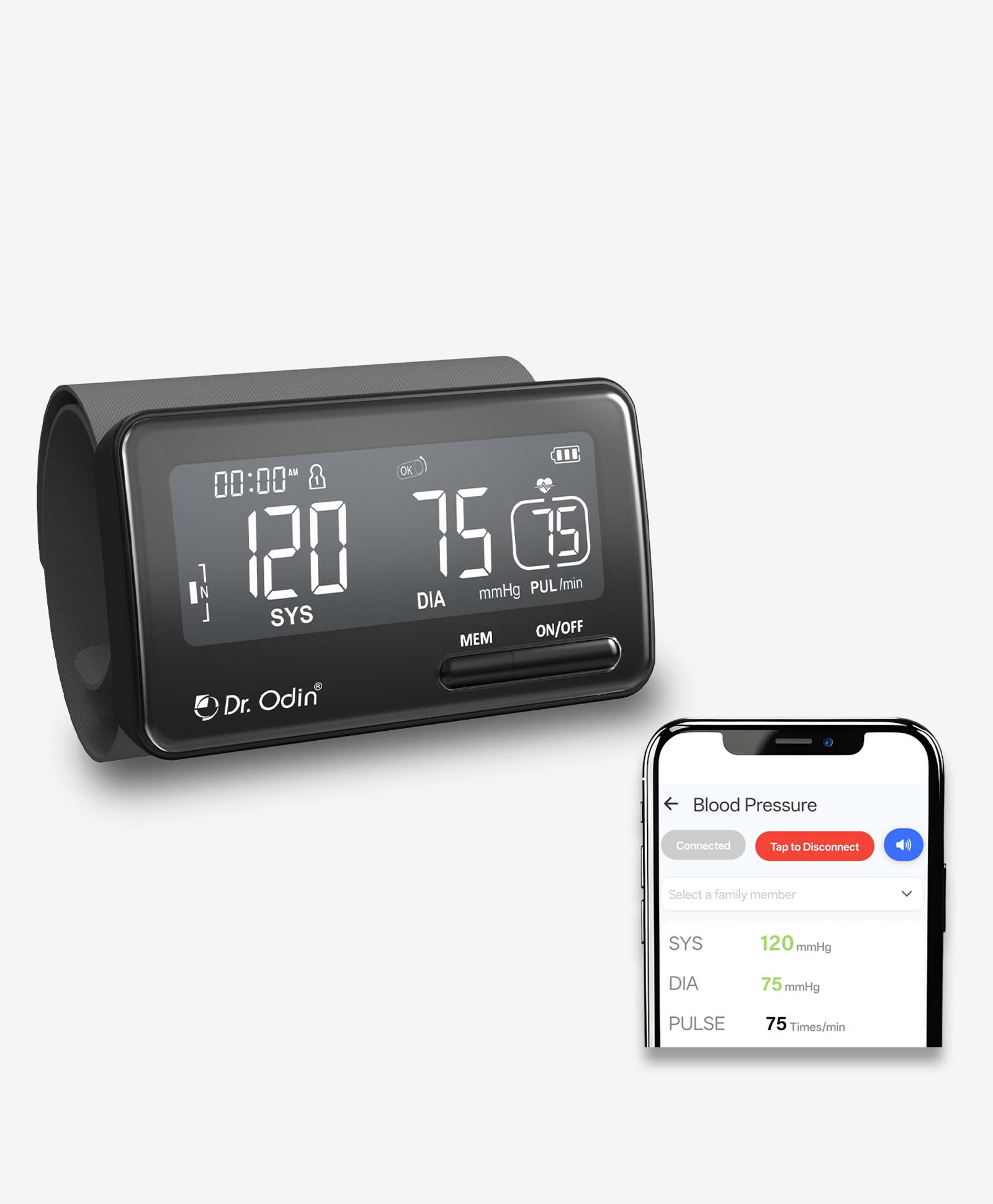Dr. Odin OBP201BT Digital Blood Pressure Monitor with Smart App Connectivity, Tubeless Design, Large LCD Display, Accurate One-Touch Operation with Type-C Cable (Black)-picture-28