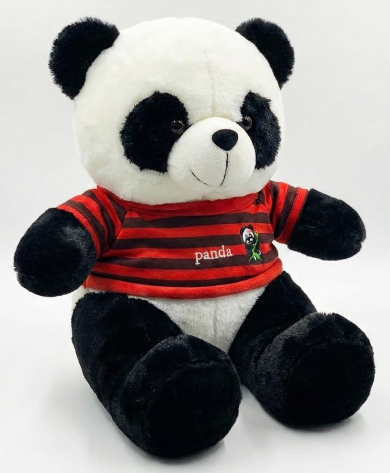 ELITE CREATIONS 30 cm Cute Panda Plush Soft Toy with Red Striped T-Shirt Cuddly Stuffed Animal for Kids Boys & Girls-image-2