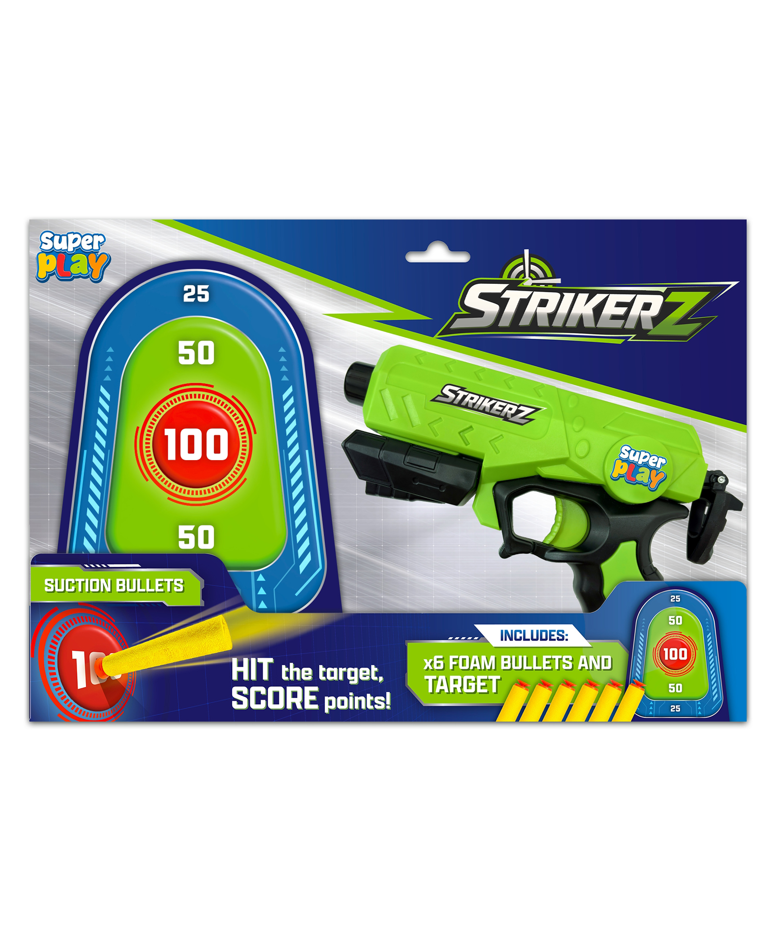 Superplay Strikerz Foam Bullet Blaster with Scoring Target, Toy Gun Set with 6 Suction Bullets, Long-Range Shooting Action, Indoor & Outdoor Game for Kids Ages 512-image-31