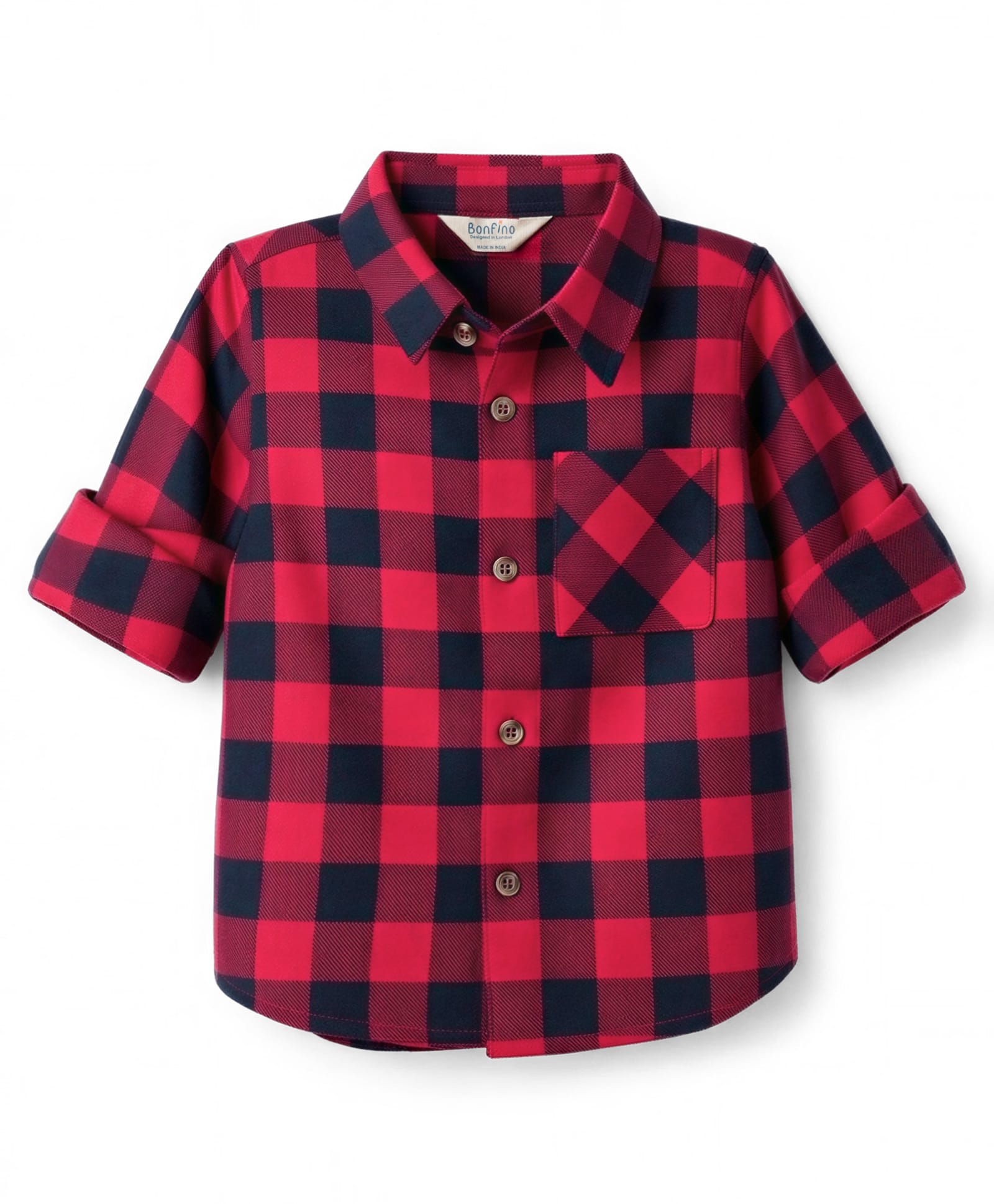 Bonfino Yarn Dyed Cotton Woven Full Sleeves Shirt with Buffalo Checks - Red-picture-26