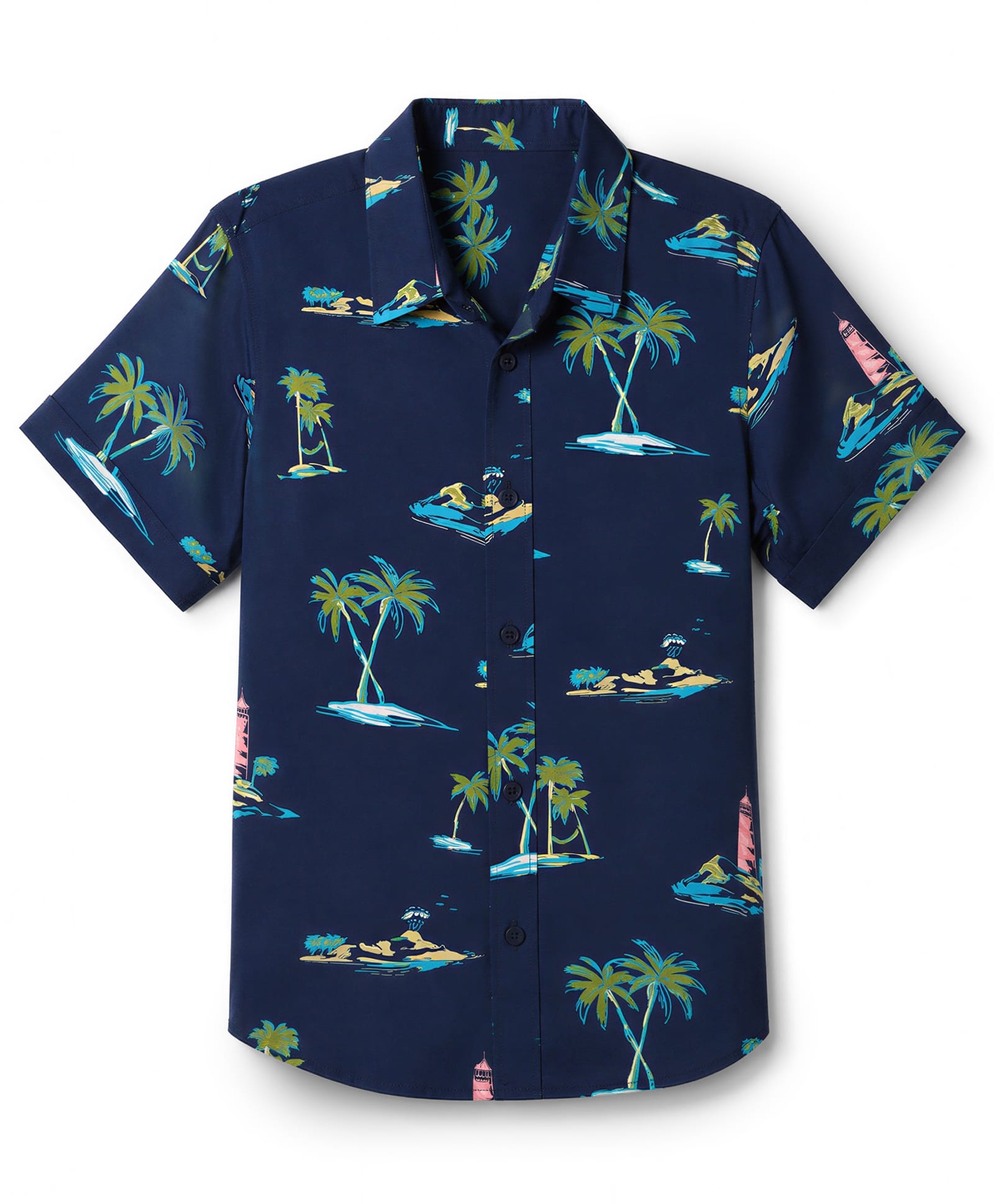 Pine Kids Woven Half Sleeves Shirt with Tropical Theme Print - Blue-picture-11